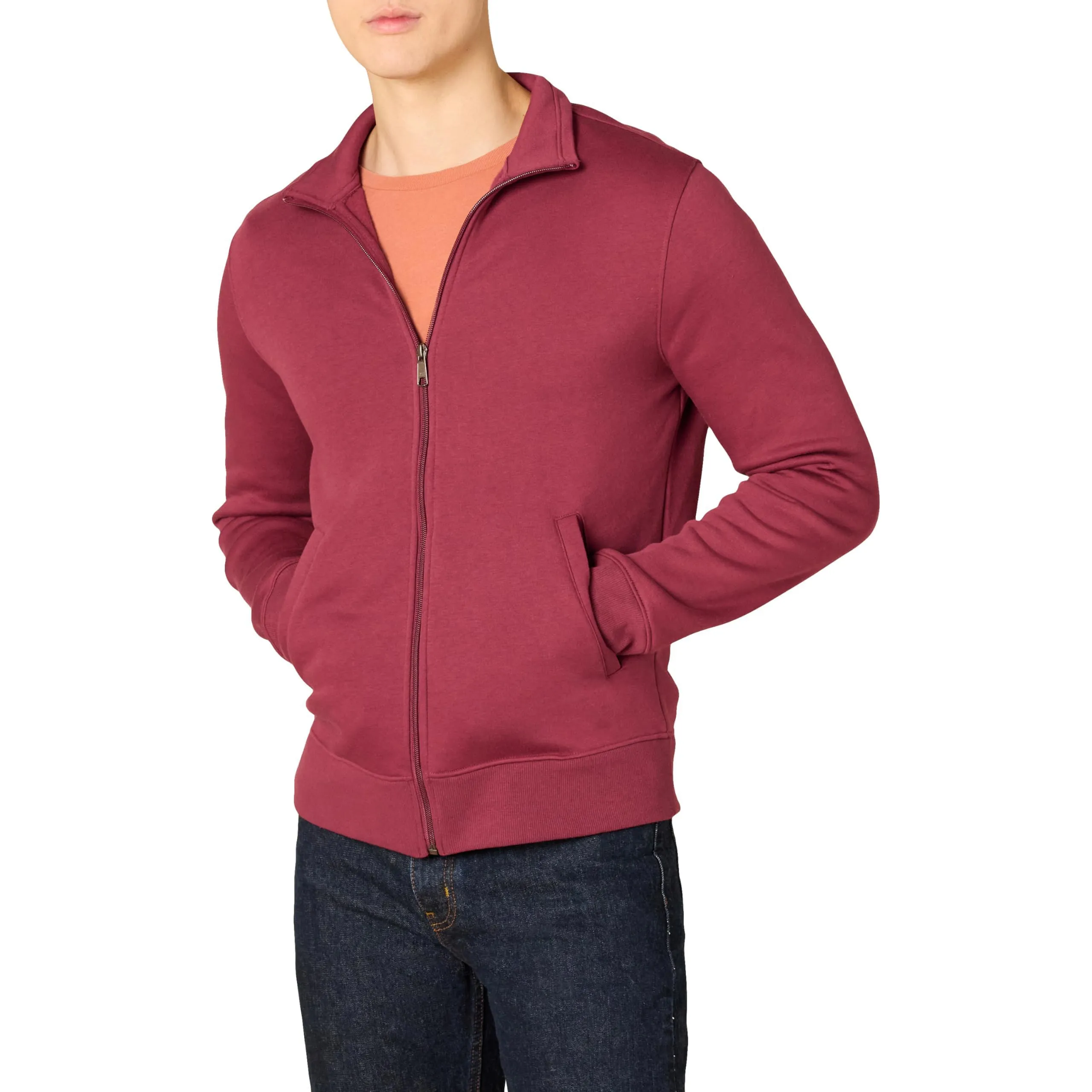 Amazon Essentials Maglione in Pile con Zip Integrale Uomo, Rosso, M - immagine 1