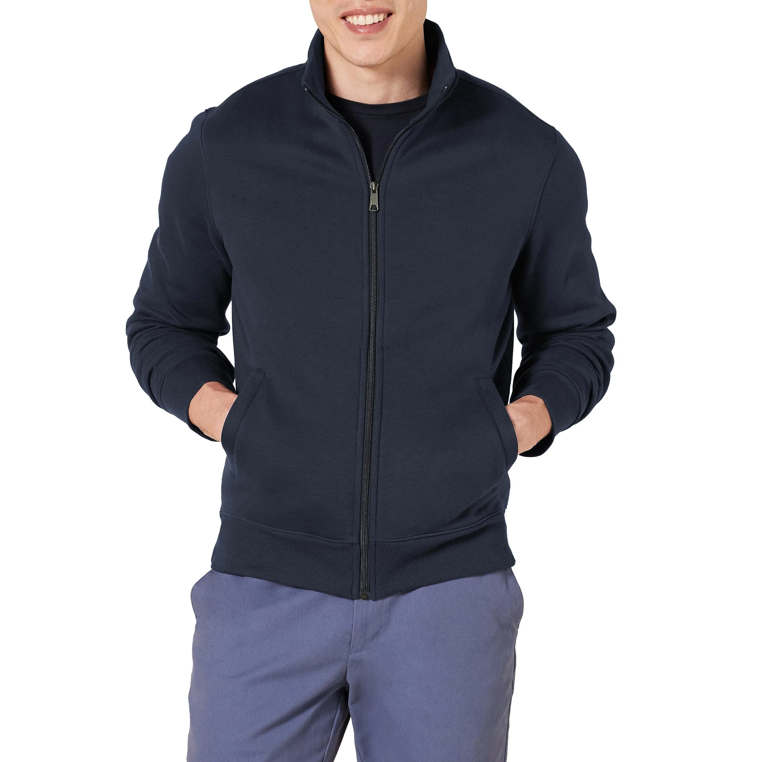 Amazon Essentials Maglione in Pile con Zip Integrale, Blu Marino, L - immagine 1