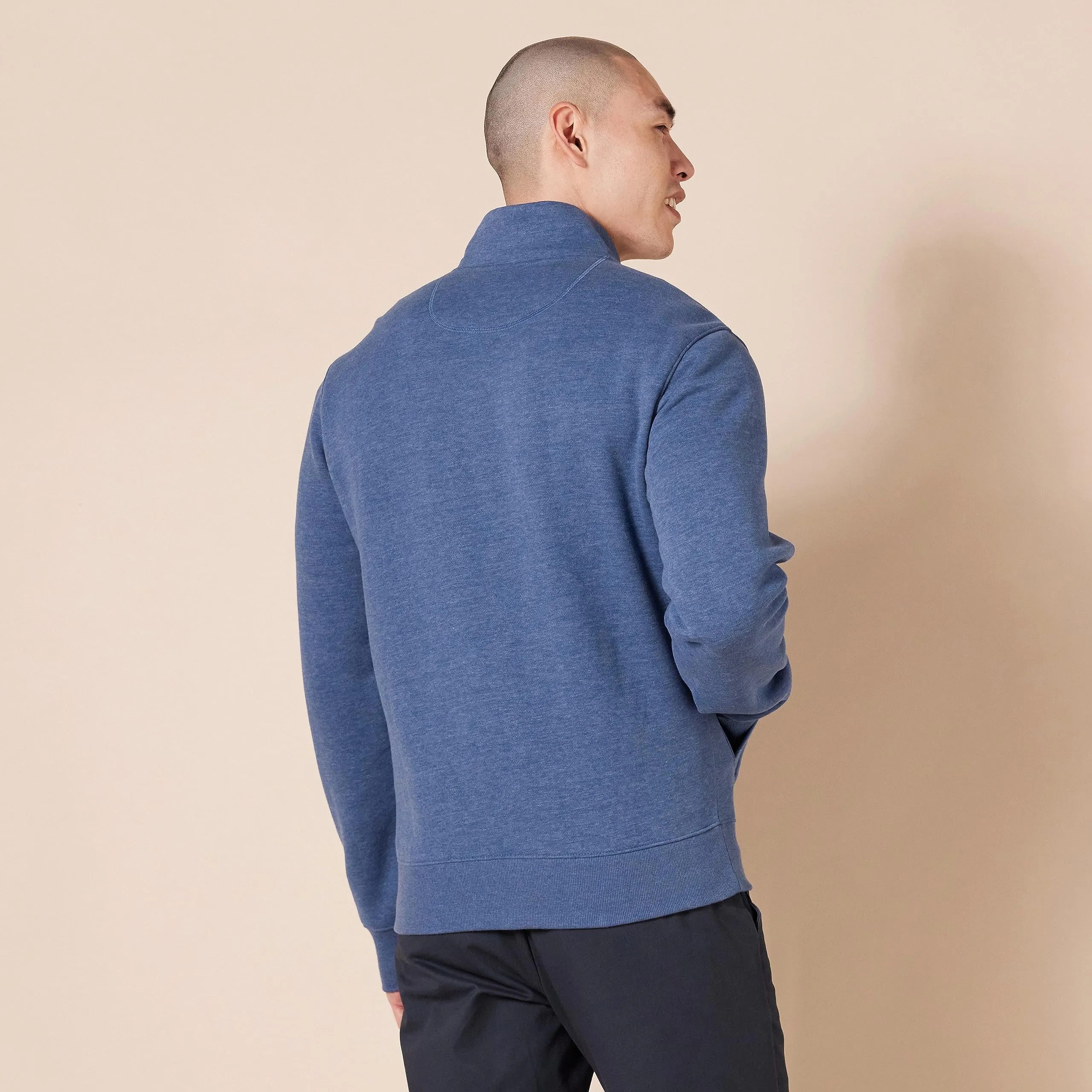 Amazon Essentials Maglione in Pile con Zip Integrale Uomo, Blu Puntinato, XL - immagine 3