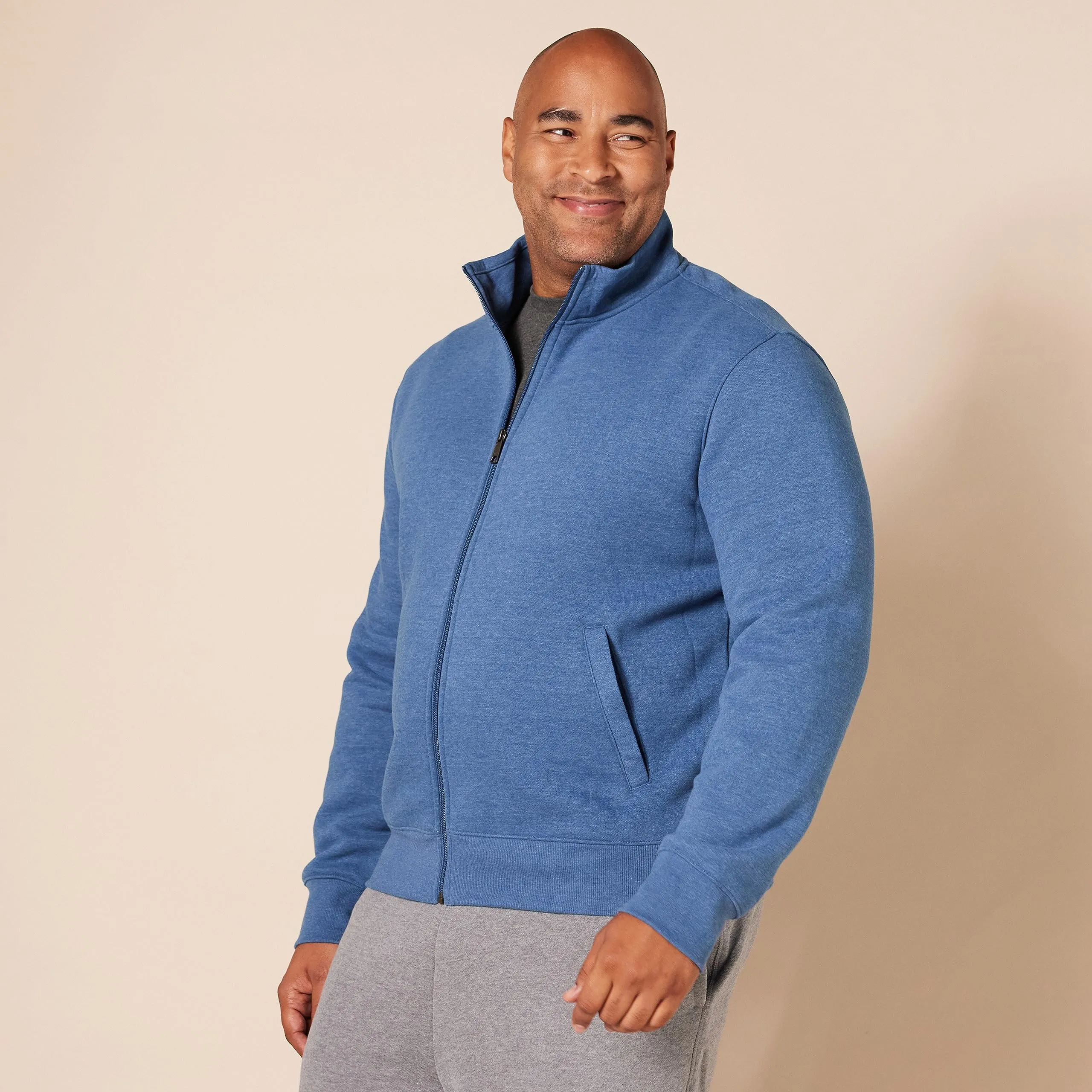 Amazon Essentials Maglione in Pile con Zip Integrale Uomo, Blu Puntinato, XL - immagine 6