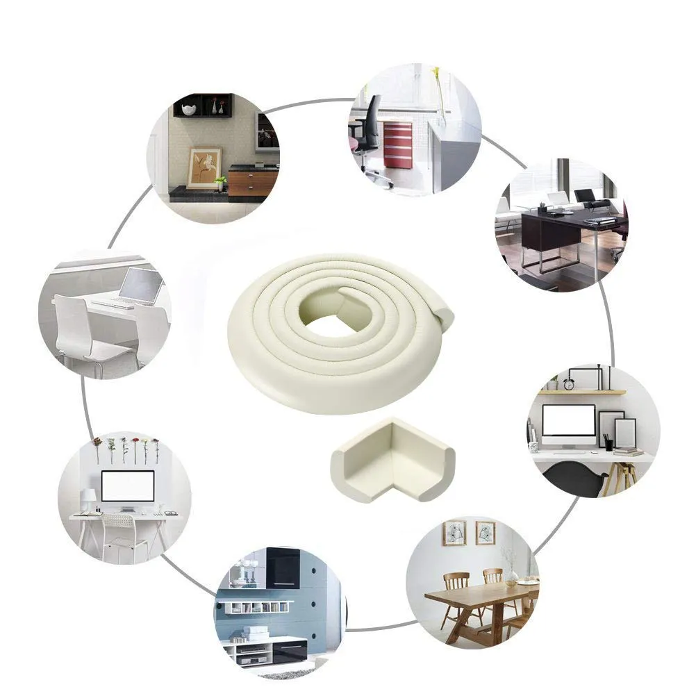 Vicloon Protezioni per Bordi e Angoli in Schiuma Anti Collisione, 2m Striscia con 4 Paraspigoli, Beige - immagine 7