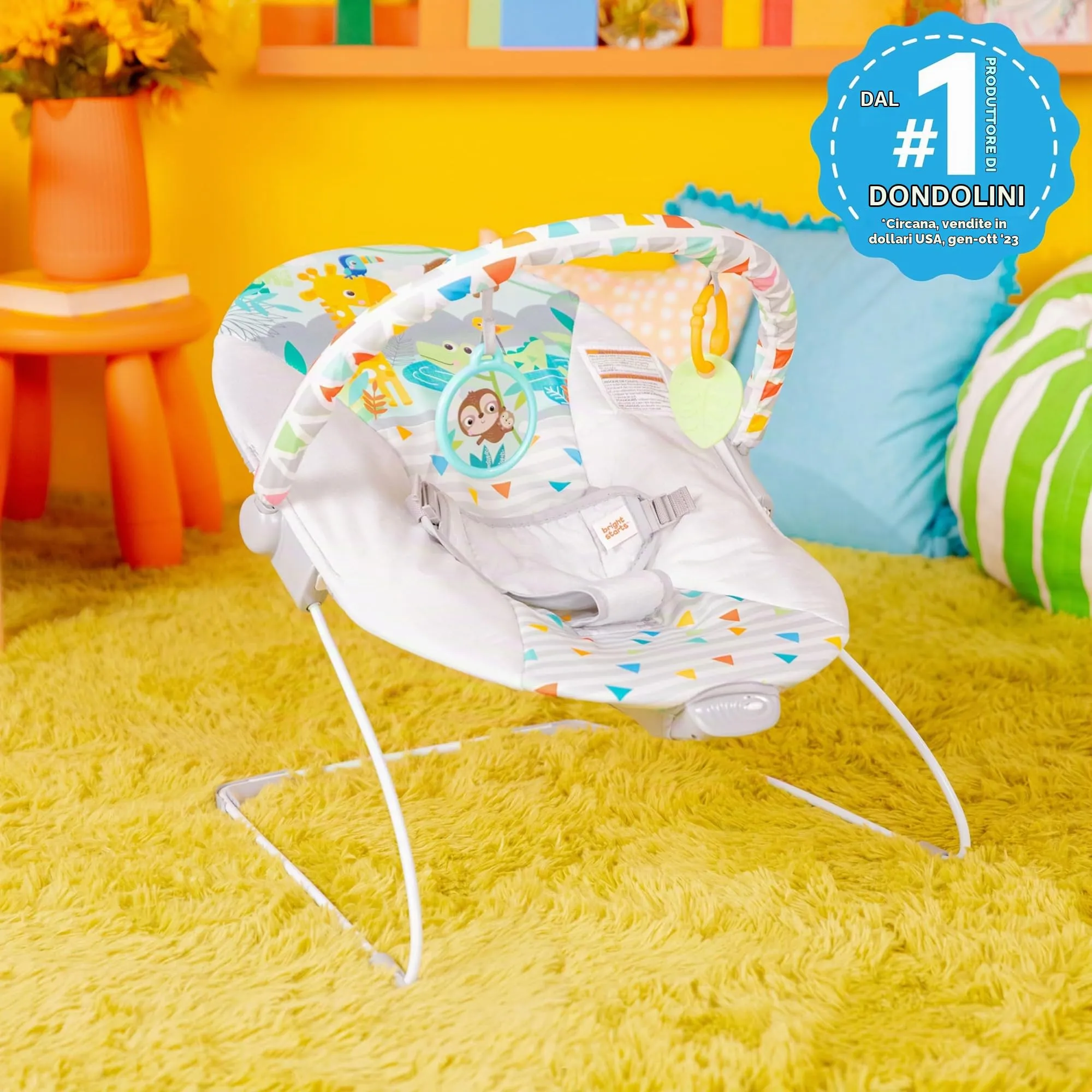 Bright Starts Seggiolino Vibrante Rilassante Safari Fun, 0-6 Mesi fino a 9 kg - immagine 2