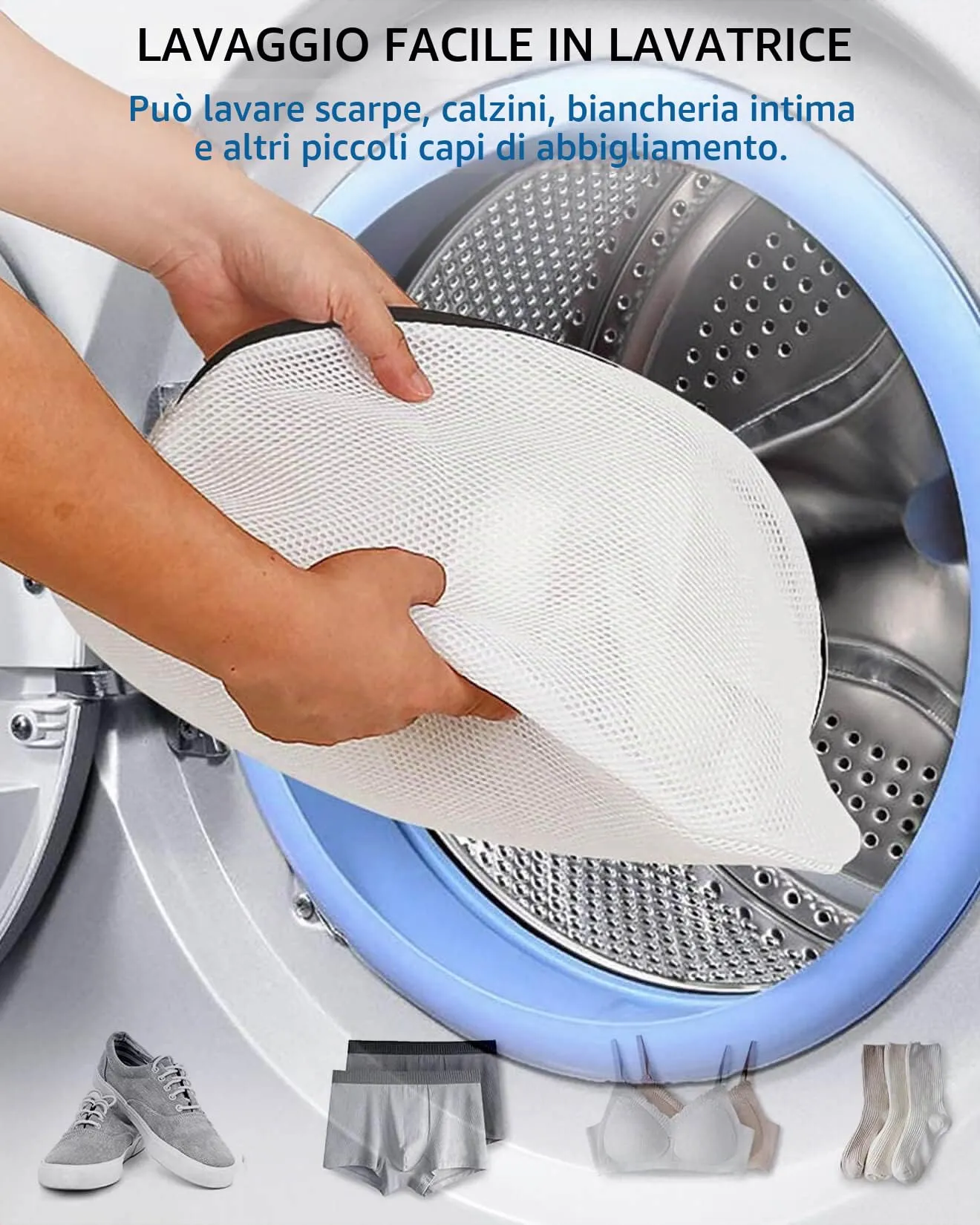 Dmjia Sacchetto Scarpe Lavatrice, 2 Pezzi, Rete Lavaggio Scarpe ≤EU48 - immagine 5