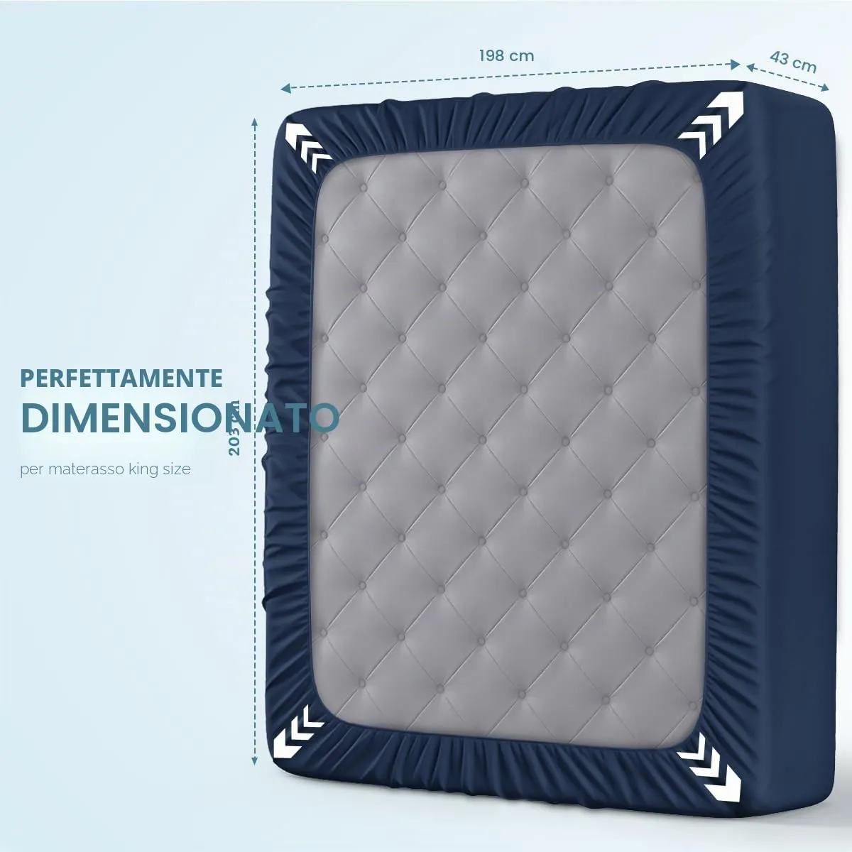 Utopia Bedding Coprimaterasso Impermeabile in Spugna, King Size, Blu Marino - immagine 4