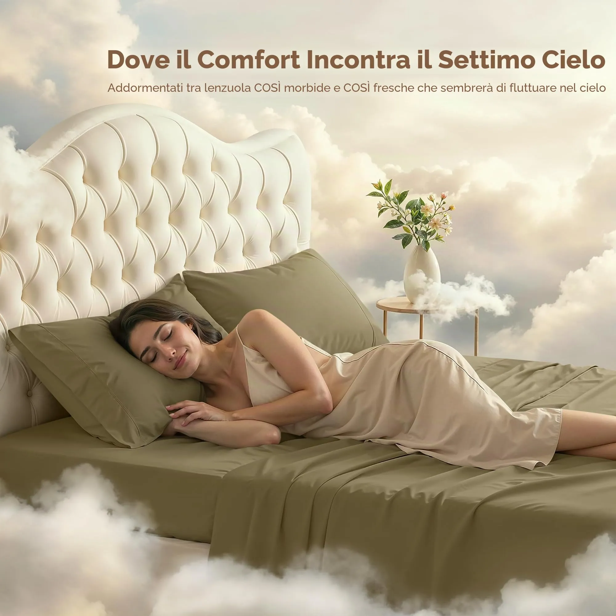 Utopia Bedding Set di lenzuola in microfibra spazzolata, 4 pezzi, Full, Oliva - immagine 4