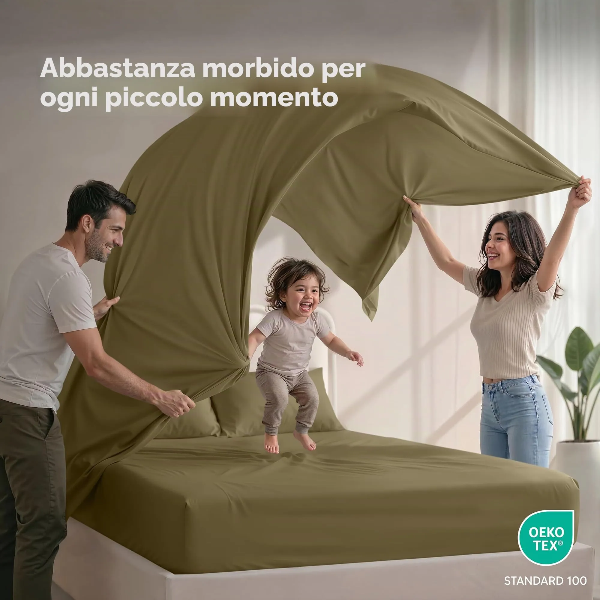 Utopia Bedding Set di lenzuola in microfibra spazzolata, 4 pezzi, Full, Oliva - immagine 5