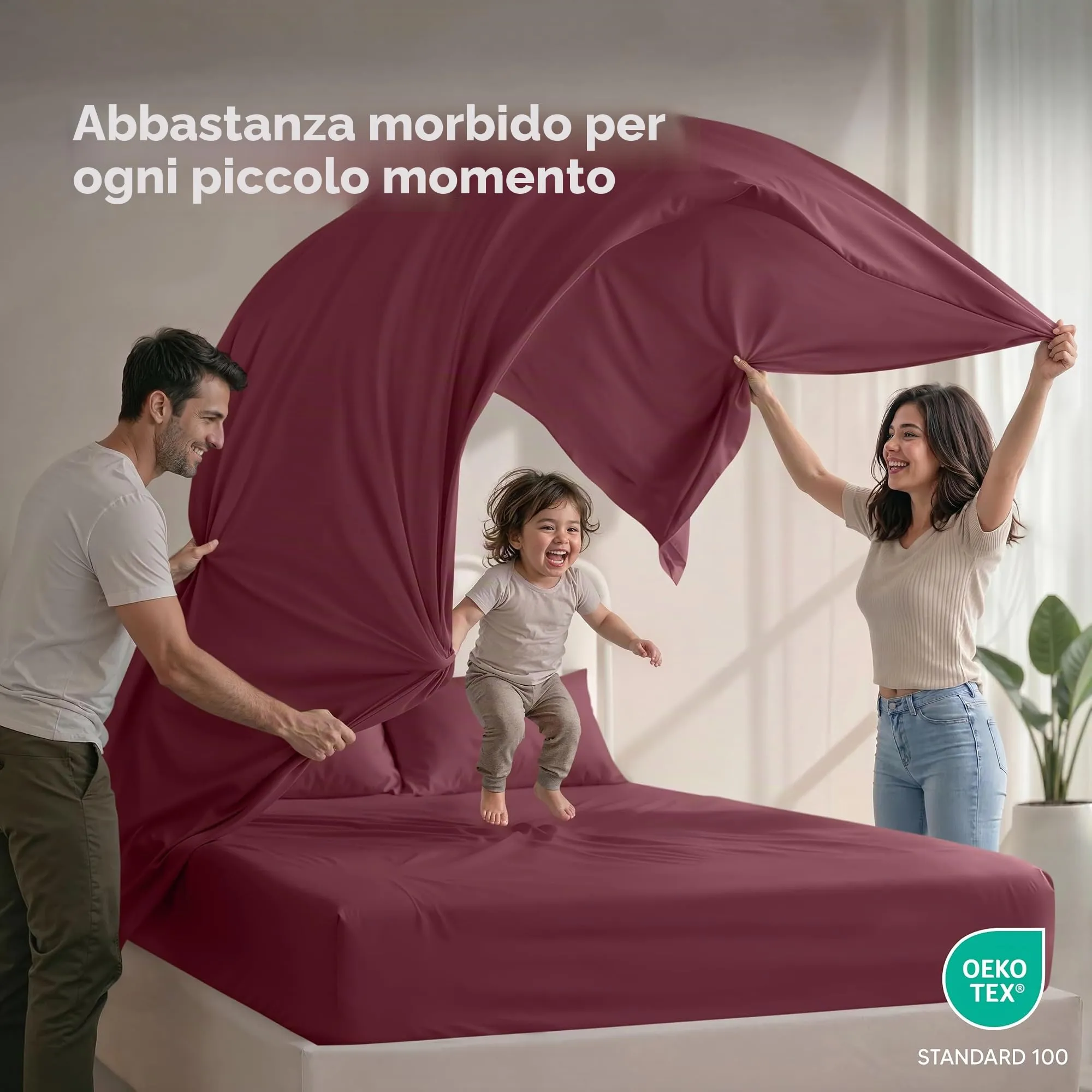 Utopia Bedding Set di lenzuola in microfibra spazzolata, 4 pezzi, Full, Rosso Bordeaux - immagine 5
