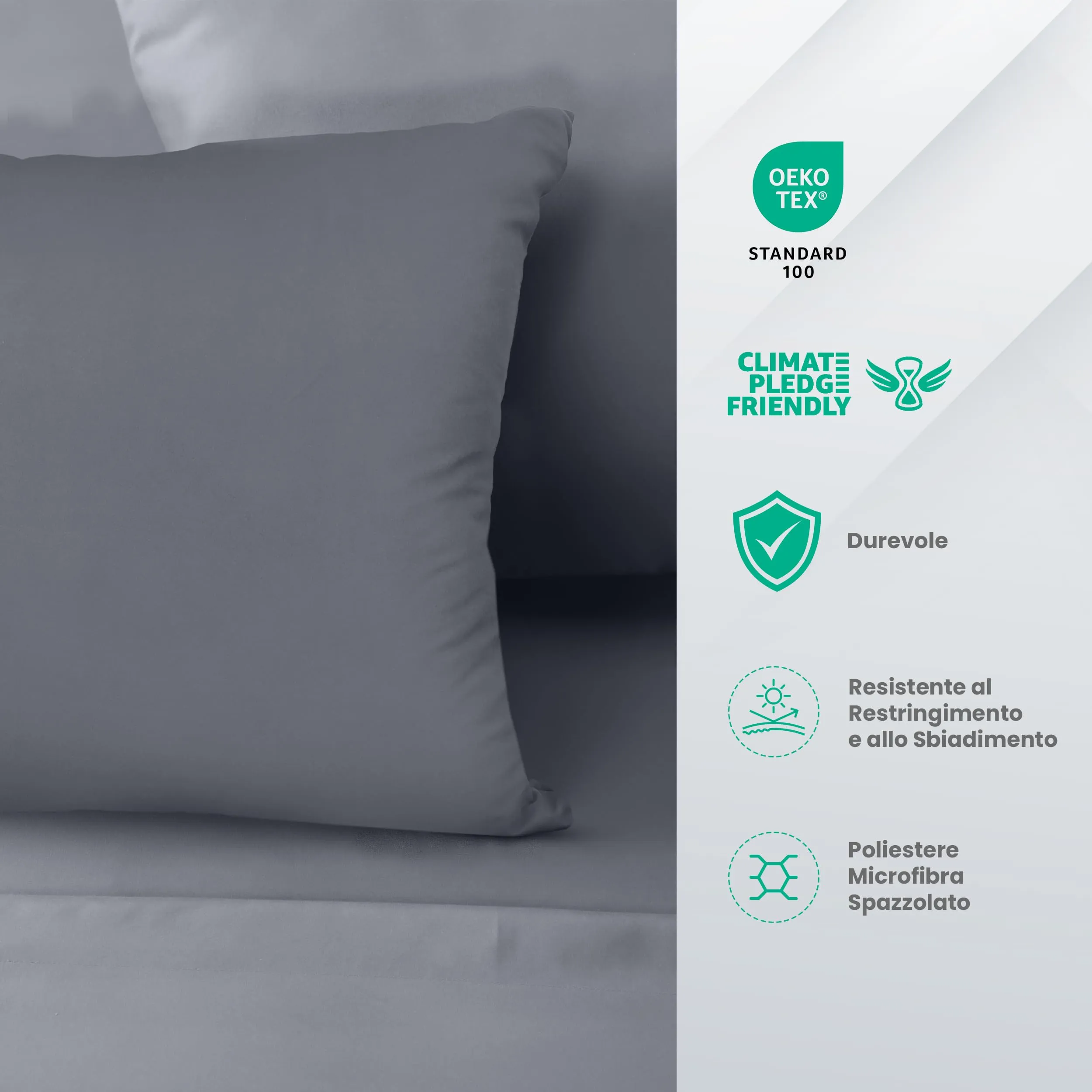 Utopia Bedding Set Lenzuola Letto 4 Pezzi, 160x200cm, Grigio - immagine 4