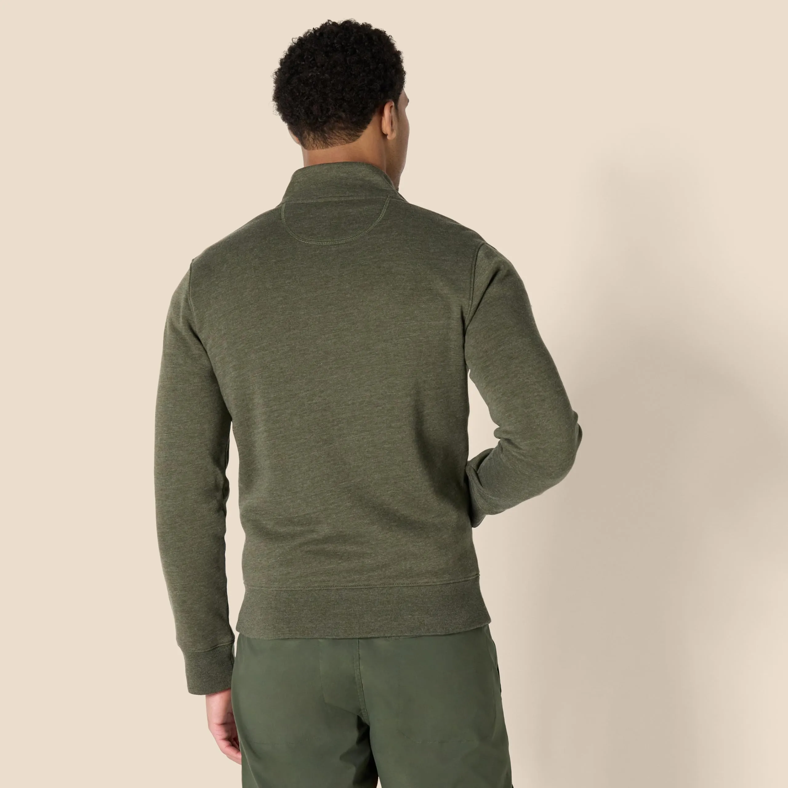 Amazon Essentials Maglione in Pile con Zip Integrale Uomo, Verde Oliva Puntinato, M - immagine 2