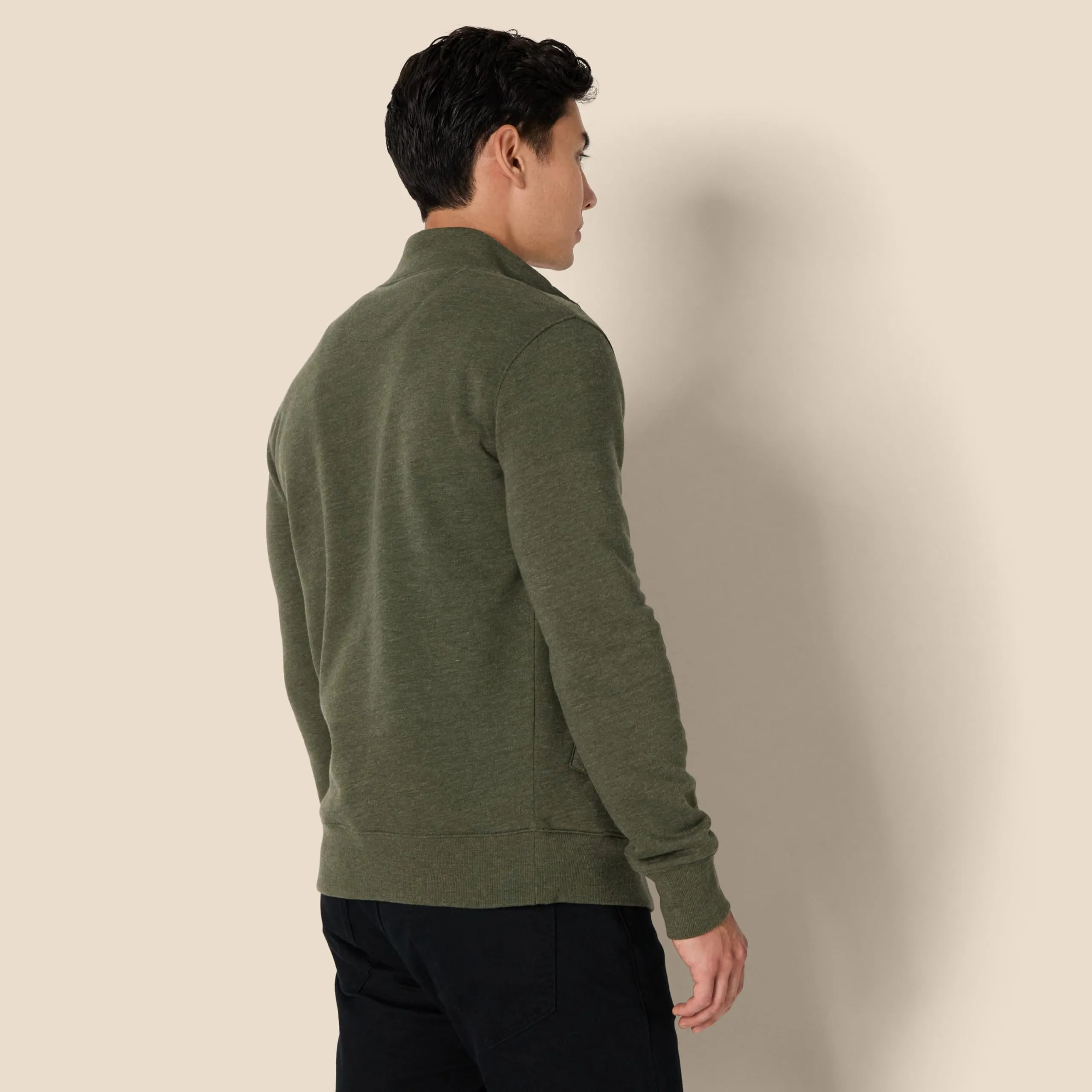 Amazon Essentials Maglione in Pile con Zip Integrale Uomo, Verde Oliva Puntinato, M - immagine 5