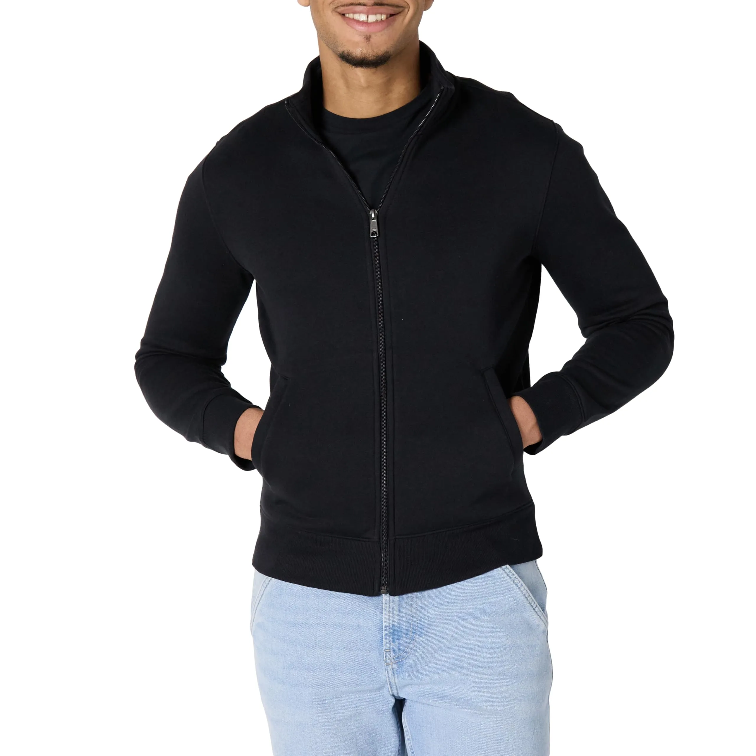 Amazon Essentials Maglione in Pile con Zip Integrale Uomo, Nero, S - immagine 1