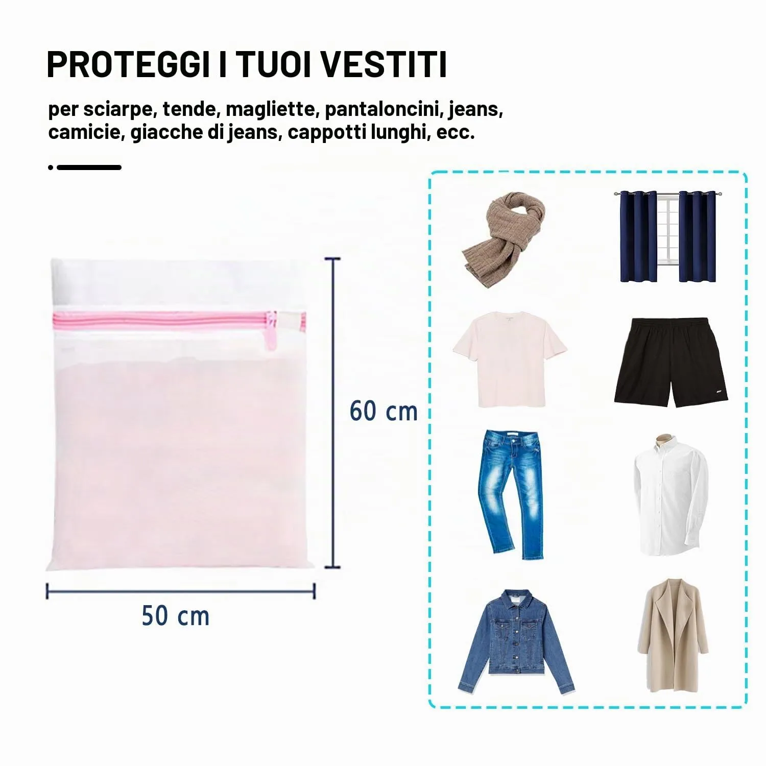 Dmjia Sacchetti Lavatrice Biancheria, 2 Pezzi (50 x 60 cm) - immagine 2