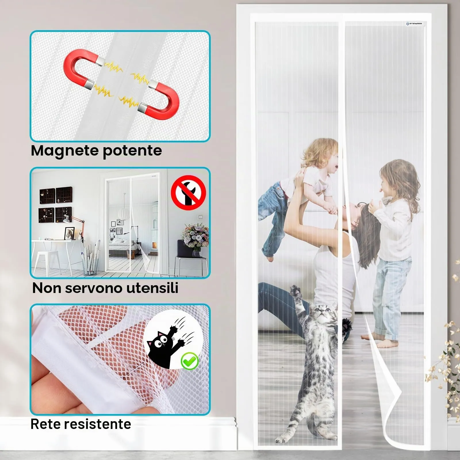 Design4Door Zanzariera Magnetica per Porta Finestra, 75 x 205 cm, Bianco - immagine 3