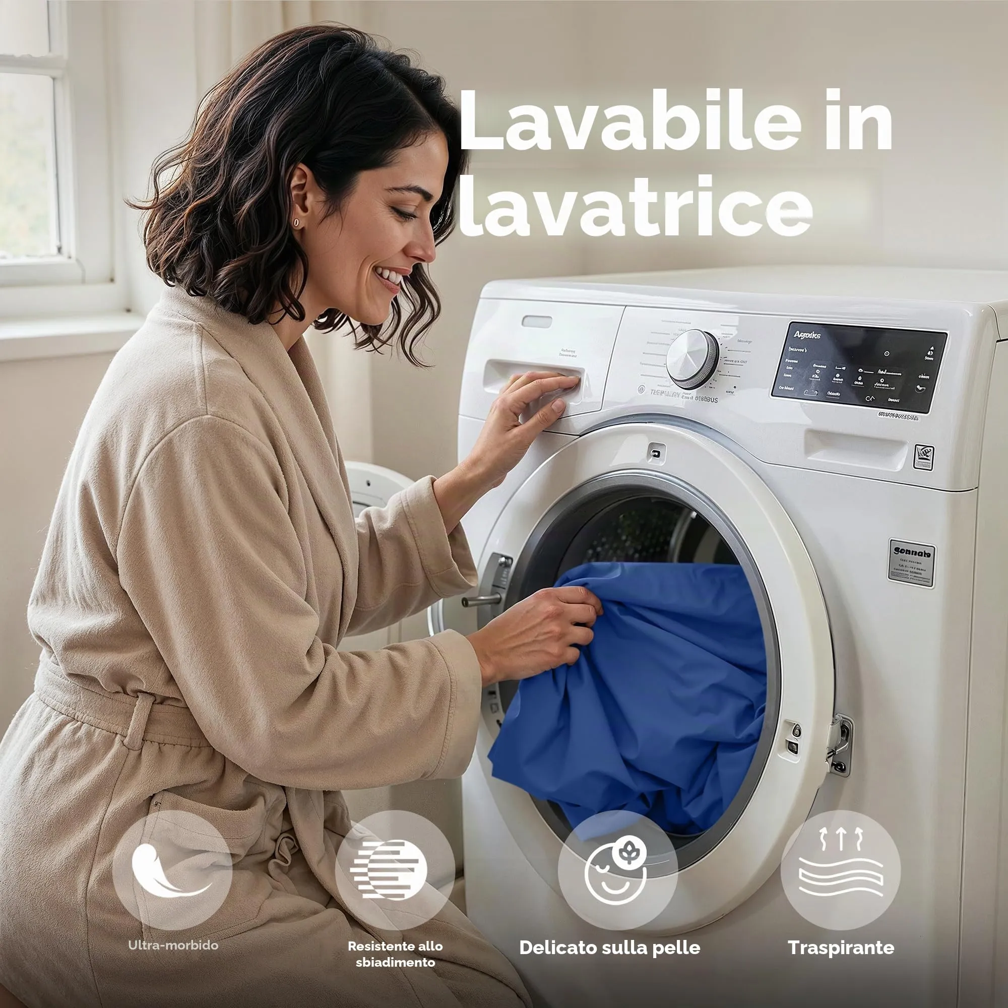 Utopia Bedding Set di lenzuola in microfibra, 4 pezzi, Matrimoniale, Blu Reale - immagine 6
