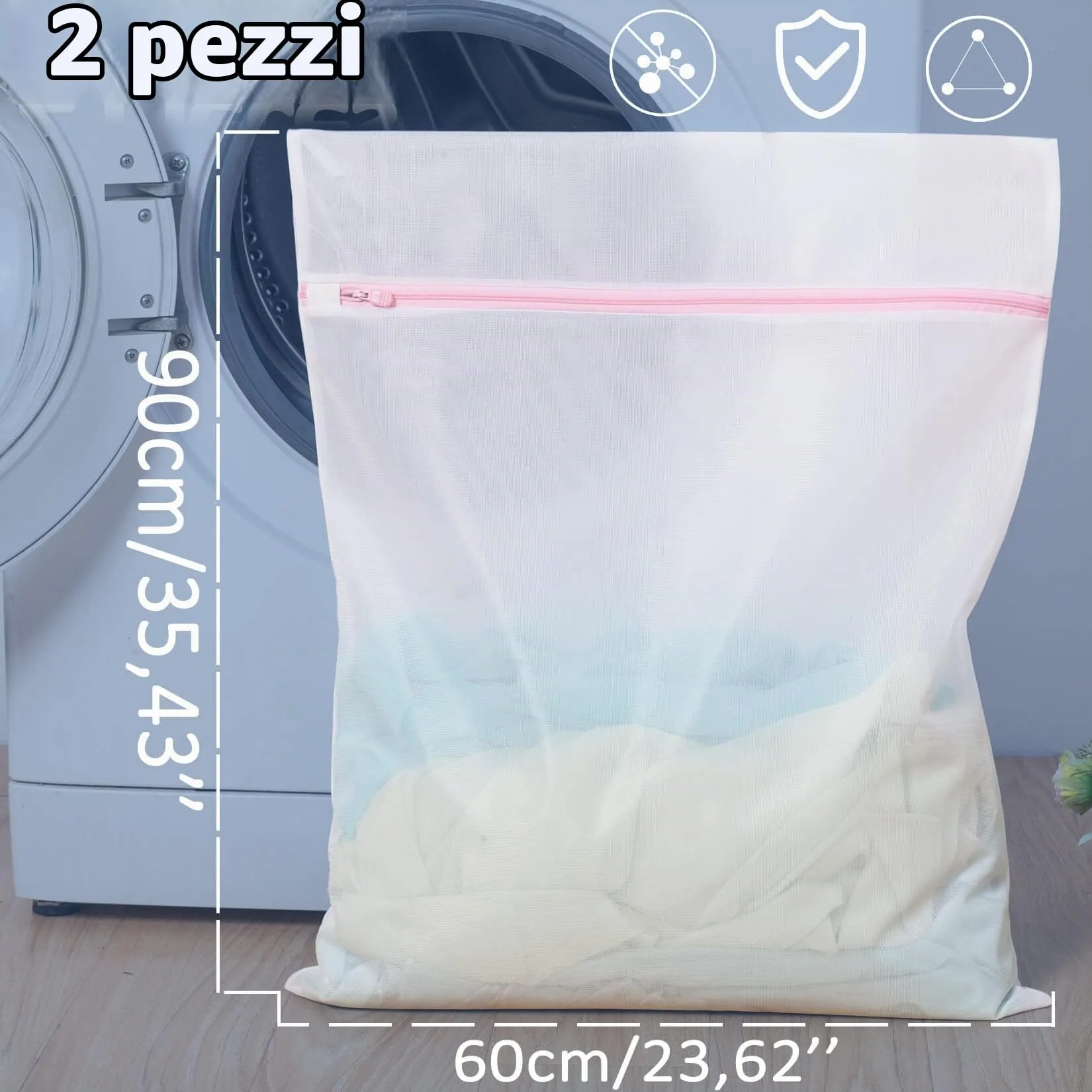 Dmjia Sacchetti Lavatrice in Rete, 60 x 90 cm, 2 Pezzi - immagine 2