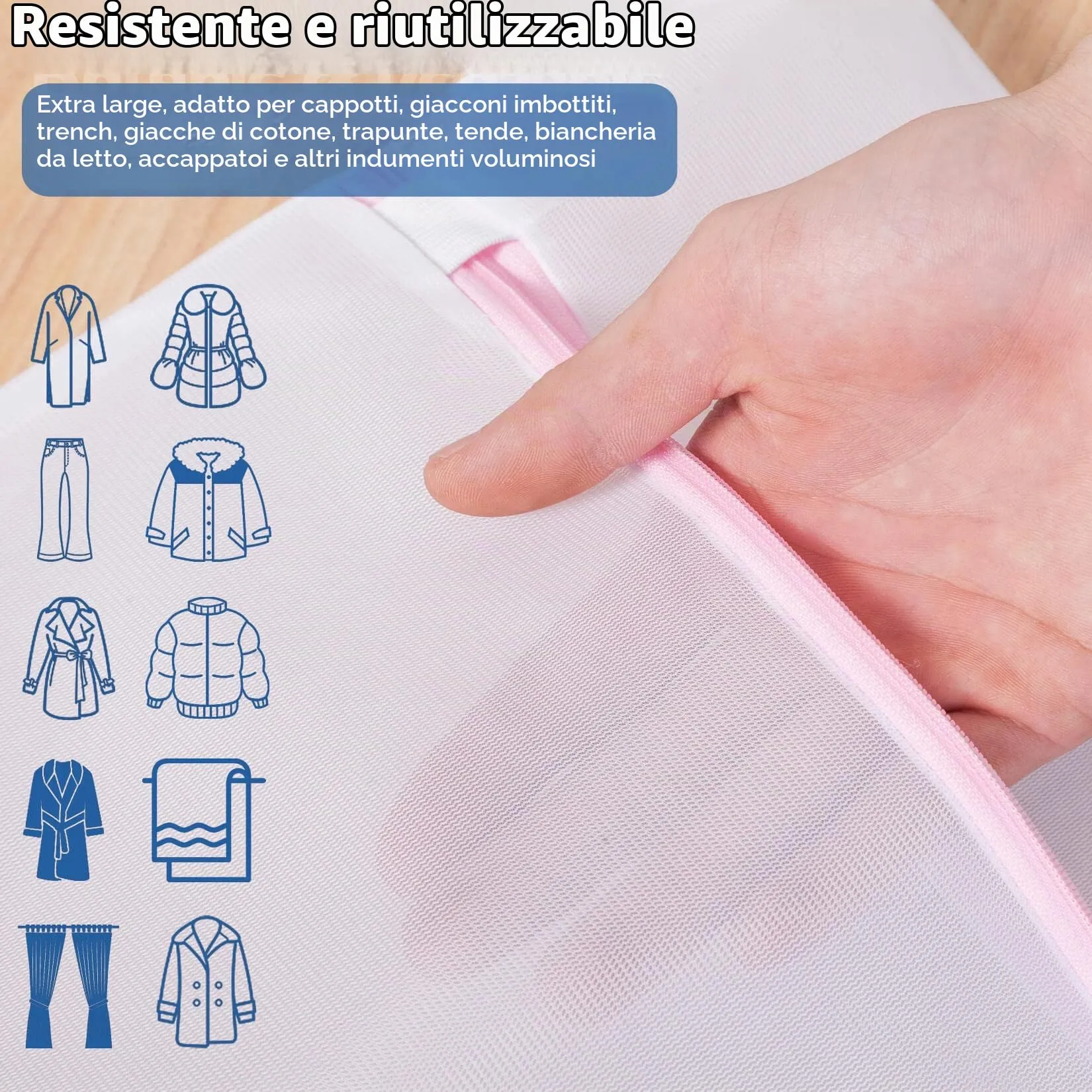 Dmjia Sacchetti Lavatrice in Rete, 60 x 90 cm, 2 Pezzi - immagine 3