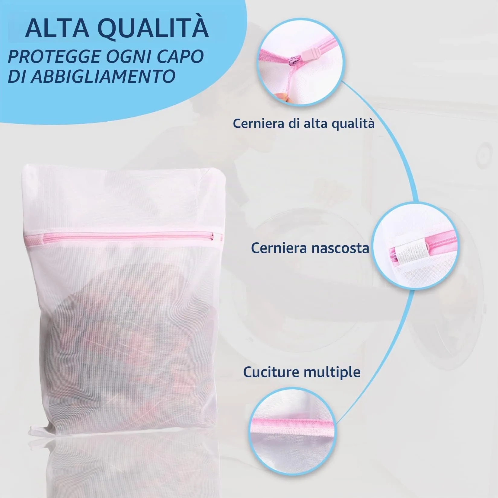 Dmjia Sacchetti per Lavatrice Biancheria, 6 Pezzi, 3 Dimensioni - immagine 3