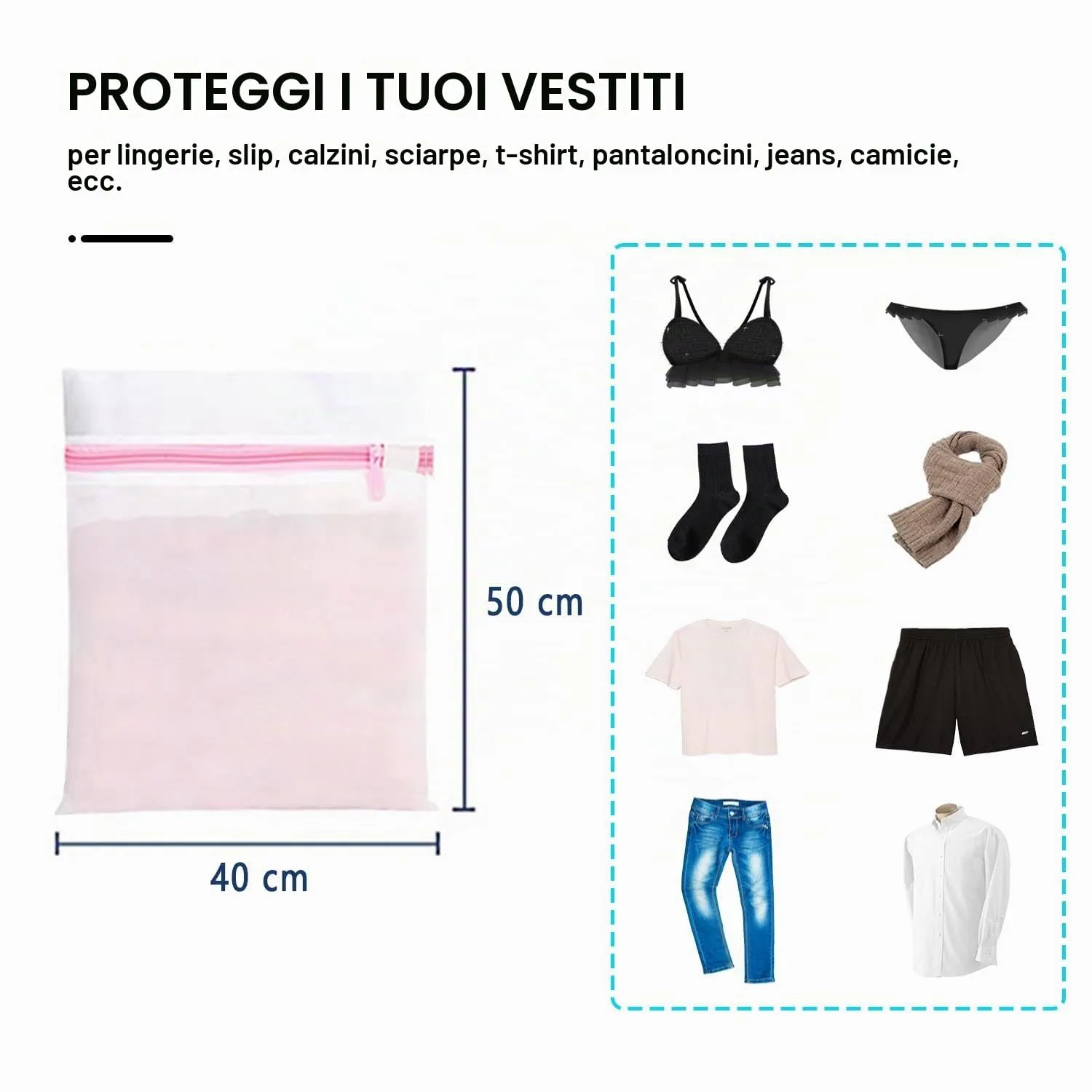 Dmjia Sacchetti Lavatrice Biancheria, 2 Pezzi, 40x50cm - immagine 2