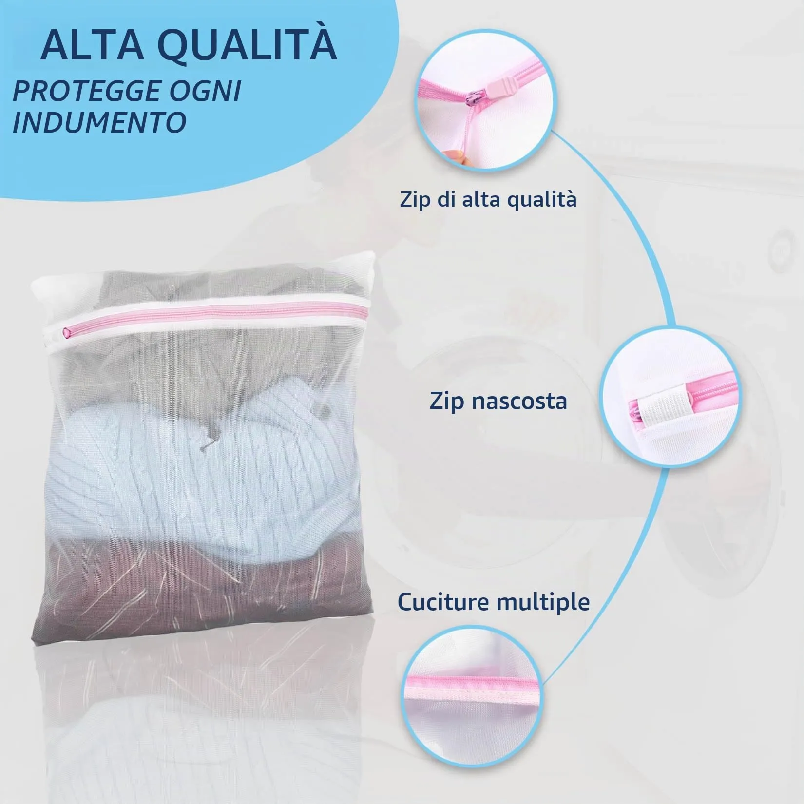 Dmjia Sacchetti Lavatrice Biancheria, 2 Pezzi, 40x50cm - immagine 3