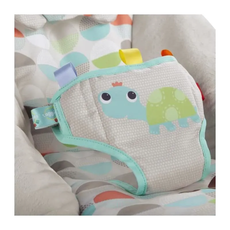 Bright Starts Seggiolino Vibrante Rilassante per Neonati Happy Safari, Taggies, Musica, Barra Giocattoli Rimovibile, 0-6 Mesi fino a 9 kg - immagine 2