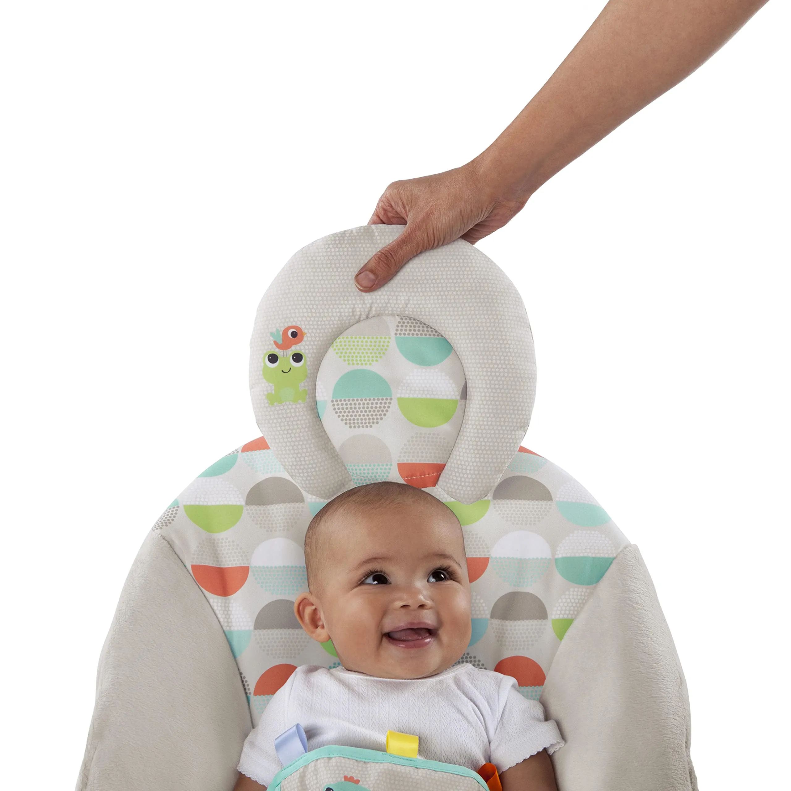 Bright Starts Seggiolino Vibrante Rilassante per Neonati Happy Safari, Taggies, Musica, Barra Giocattoli Rimovibile, 0-6 Mesi fino a 9 kg - immagine 5