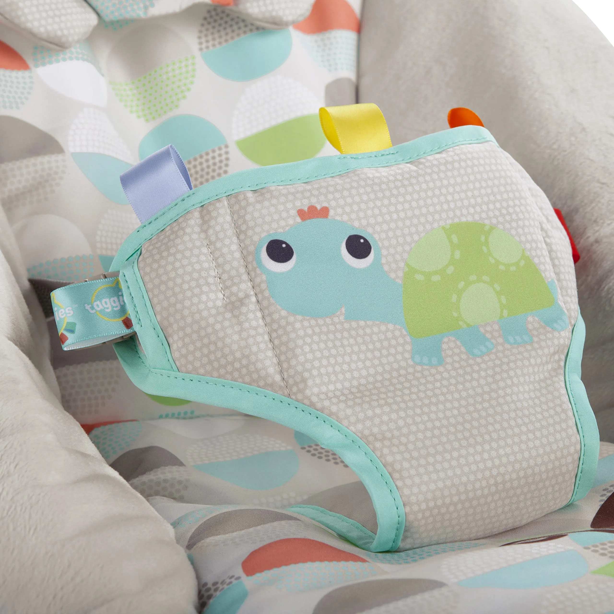 Bright Starts Seggiolino Vibrante Rilassante per Neonati Happy Safari, Taggies, Musica, Barra Giocattoli Rimovibile, 0-6 Mesi fino a 9 kg - immagine 6