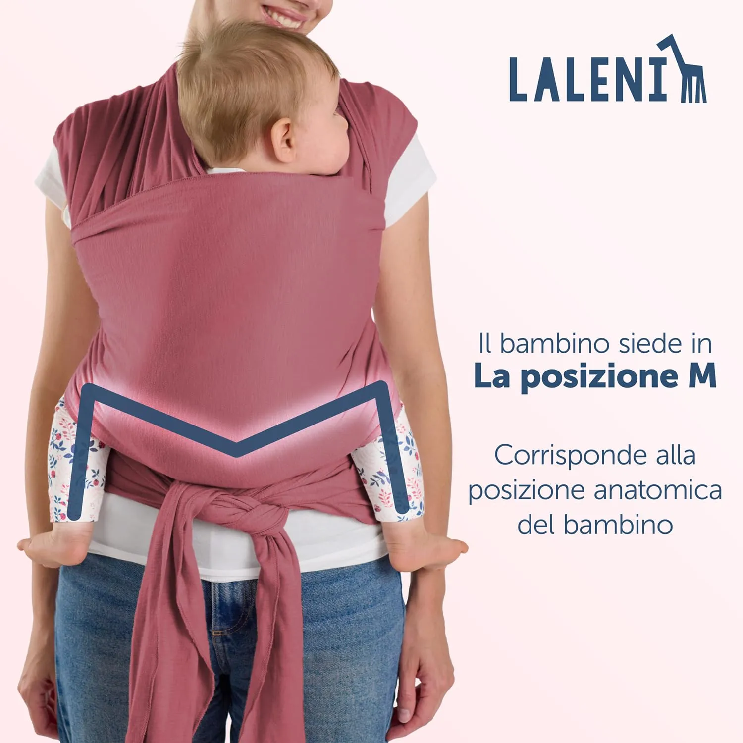 Laleni Fascia Porta Bambino, 100% Cotone Organico, Rosso (Carla-Red) - immagine 2