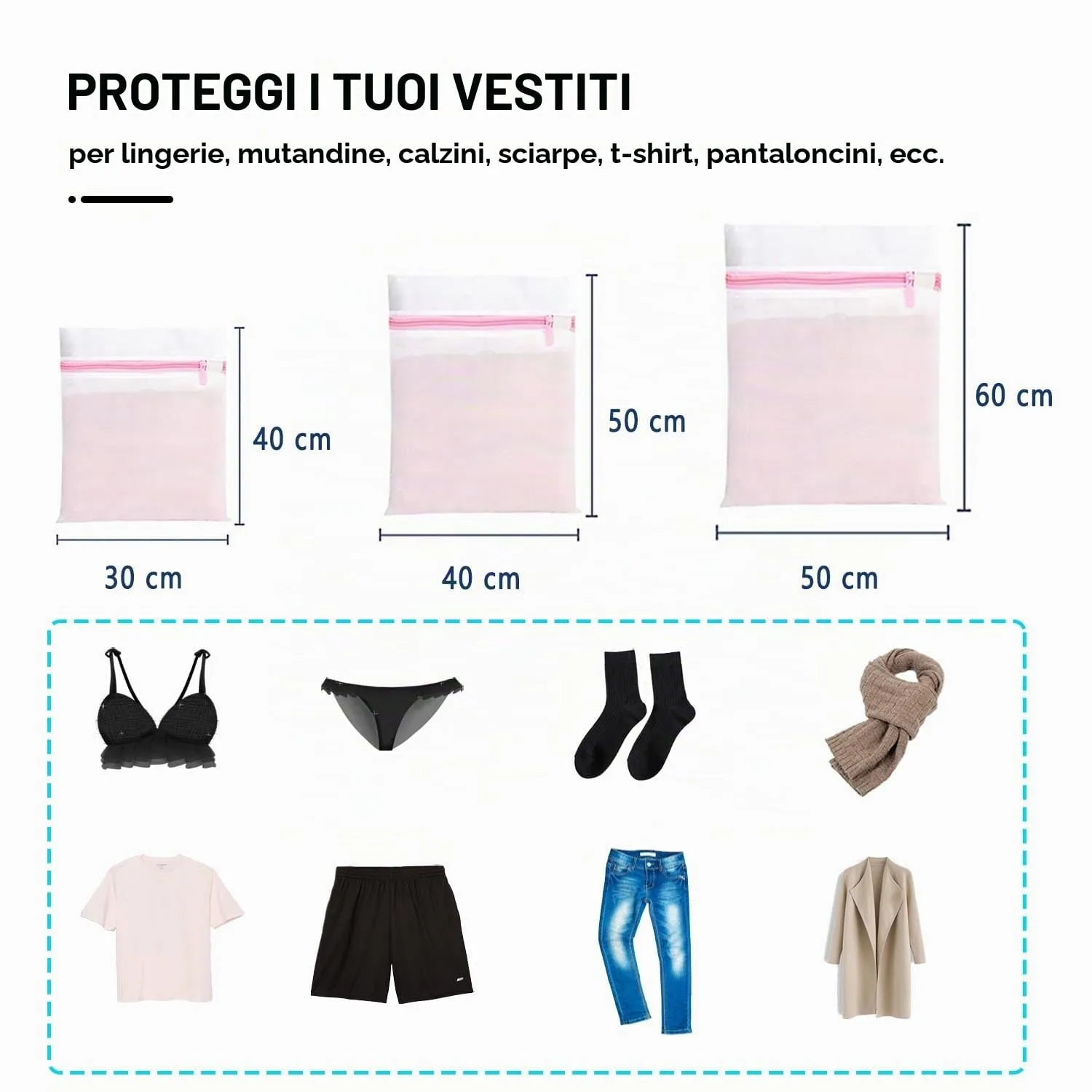 Dmjia Sacchetti Lavatrice Biancheria, 3 Pezzi (S, M, L) - immagine 2