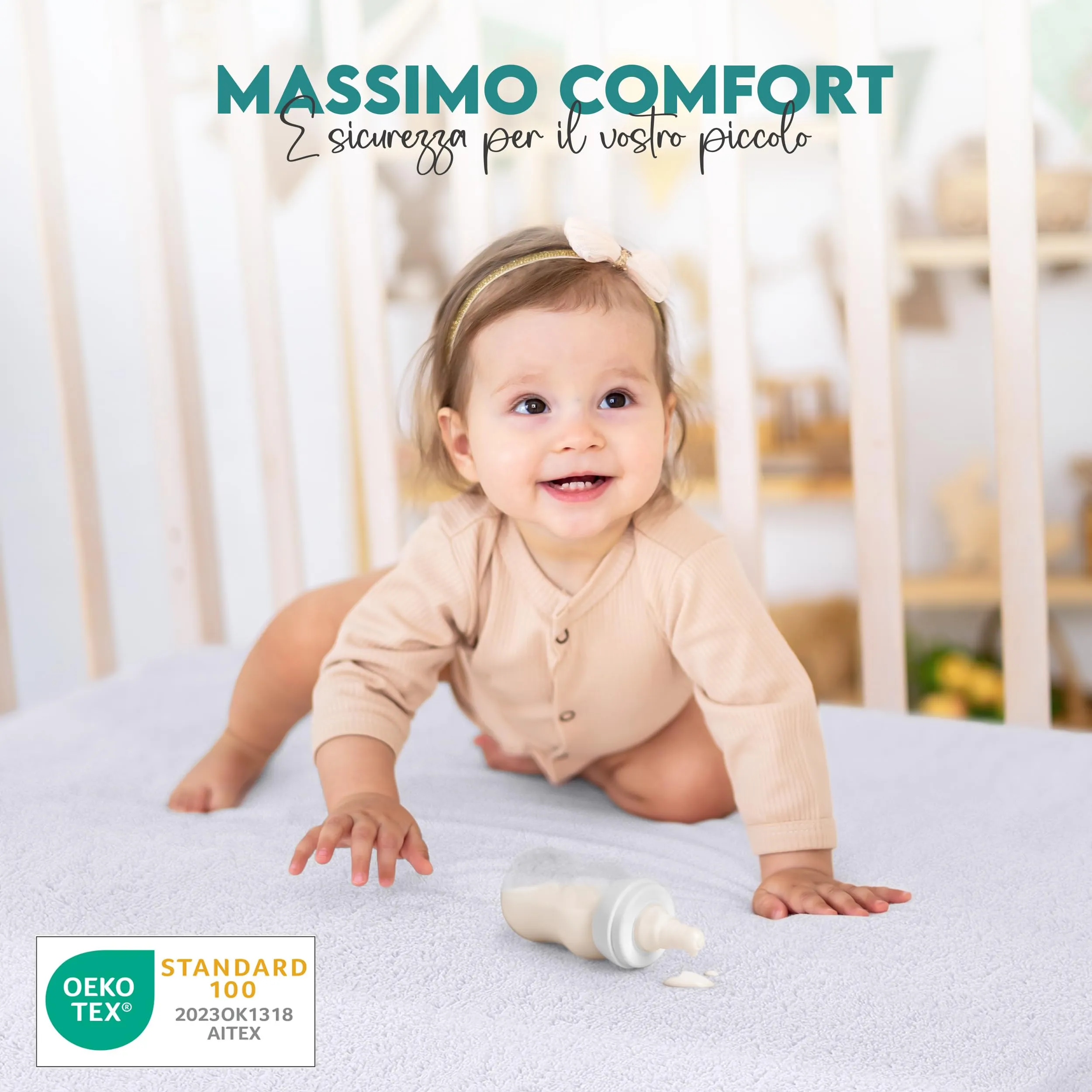 Utopia Bedding Coprimaterasso Impermeabile 60 x 120 x 15 cm, Bianco - immagine 6