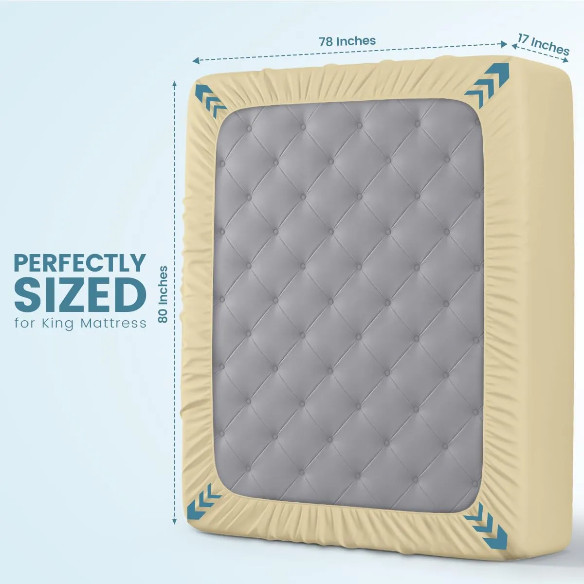 Utopia Bedding Coprimaterasso Impermeabile King Size, 200 g/m², Beige - immagine 4