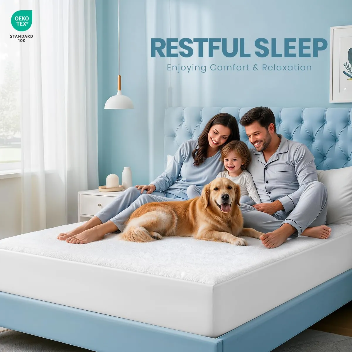Utopia Bedding Coprimaterasso Impermeabile King Size, 200 g/m², Beige - immagine 8