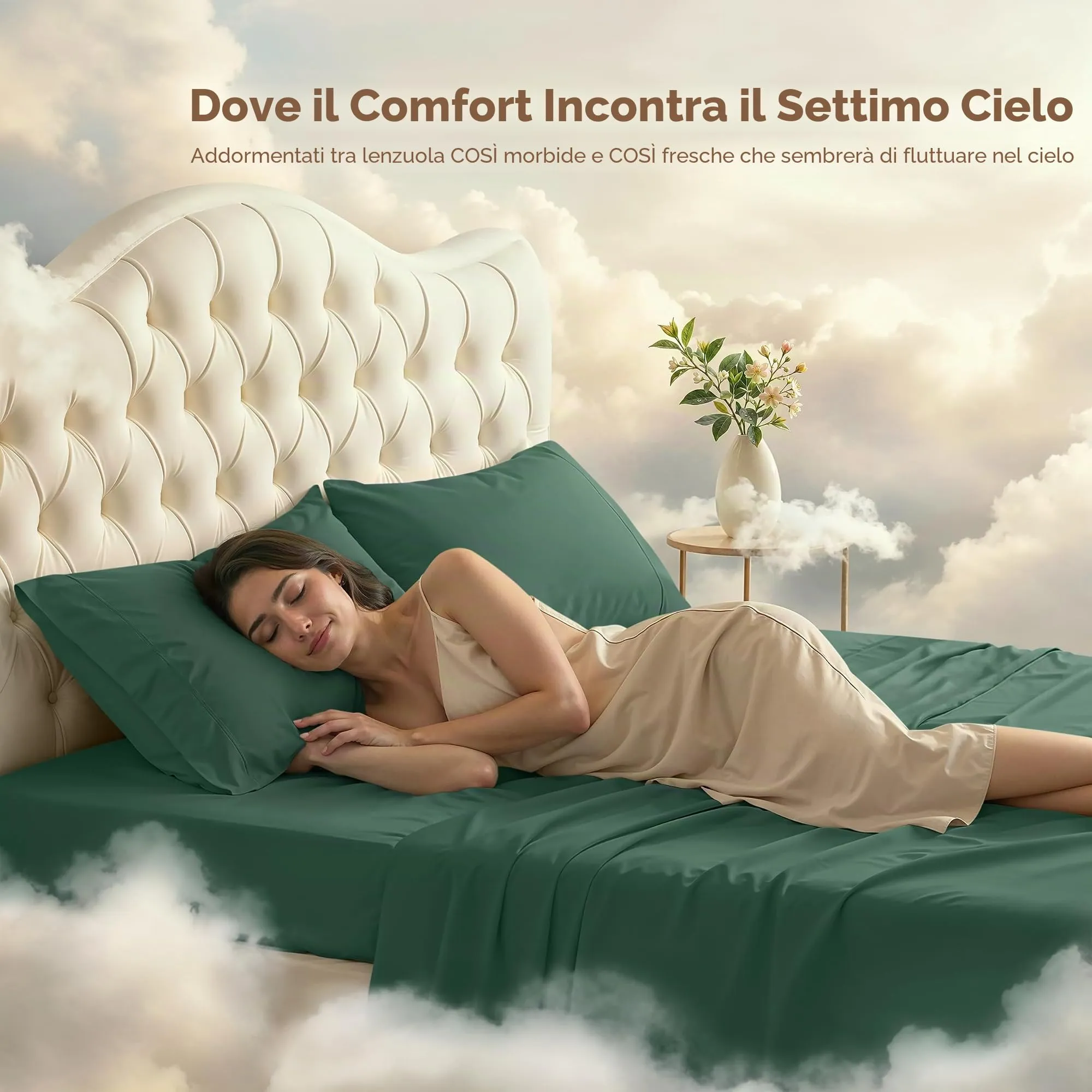 Utopia Bedding Set di lenzuola in microfibra, 4 pezzi, Queen Size, Verde Smeraldo - immagine 4