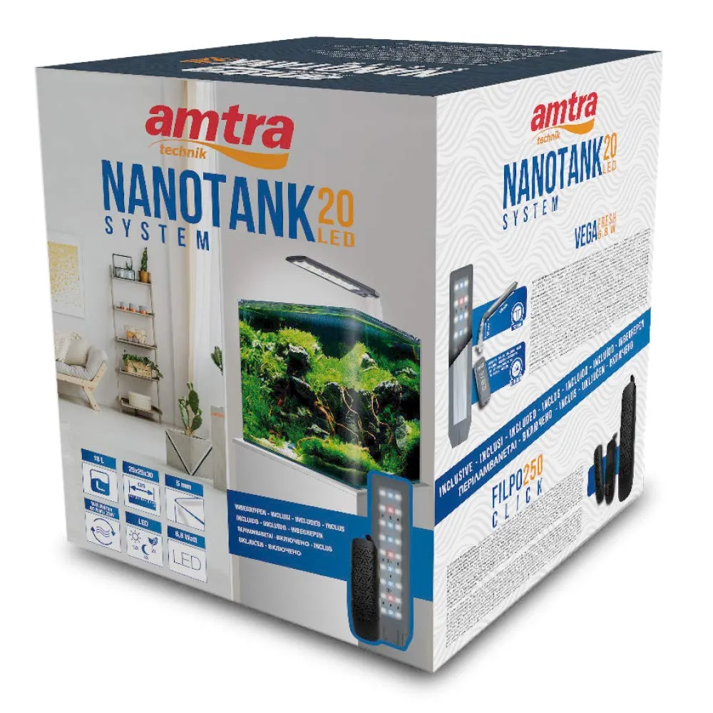 Amtra Nanotank System 20 - Acquario in vetro con luce LED e filtro, 25x25x30 cm, 18 Litri - immagine 2