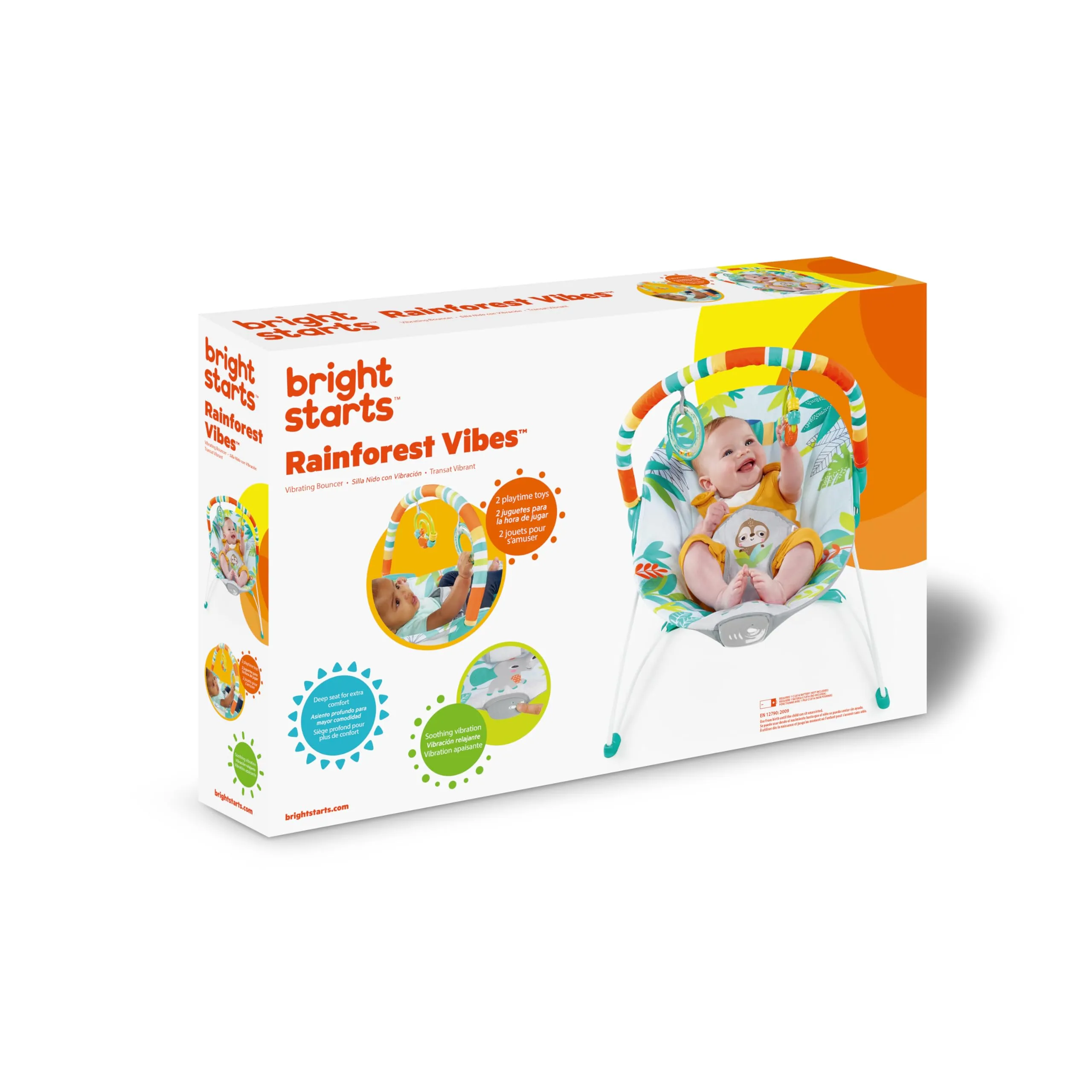 Bright Starts Seggiolino Vibrante Rilassante Rainforest Vibes, 0-6 Mesi, fino a 9 kg - immagine 9