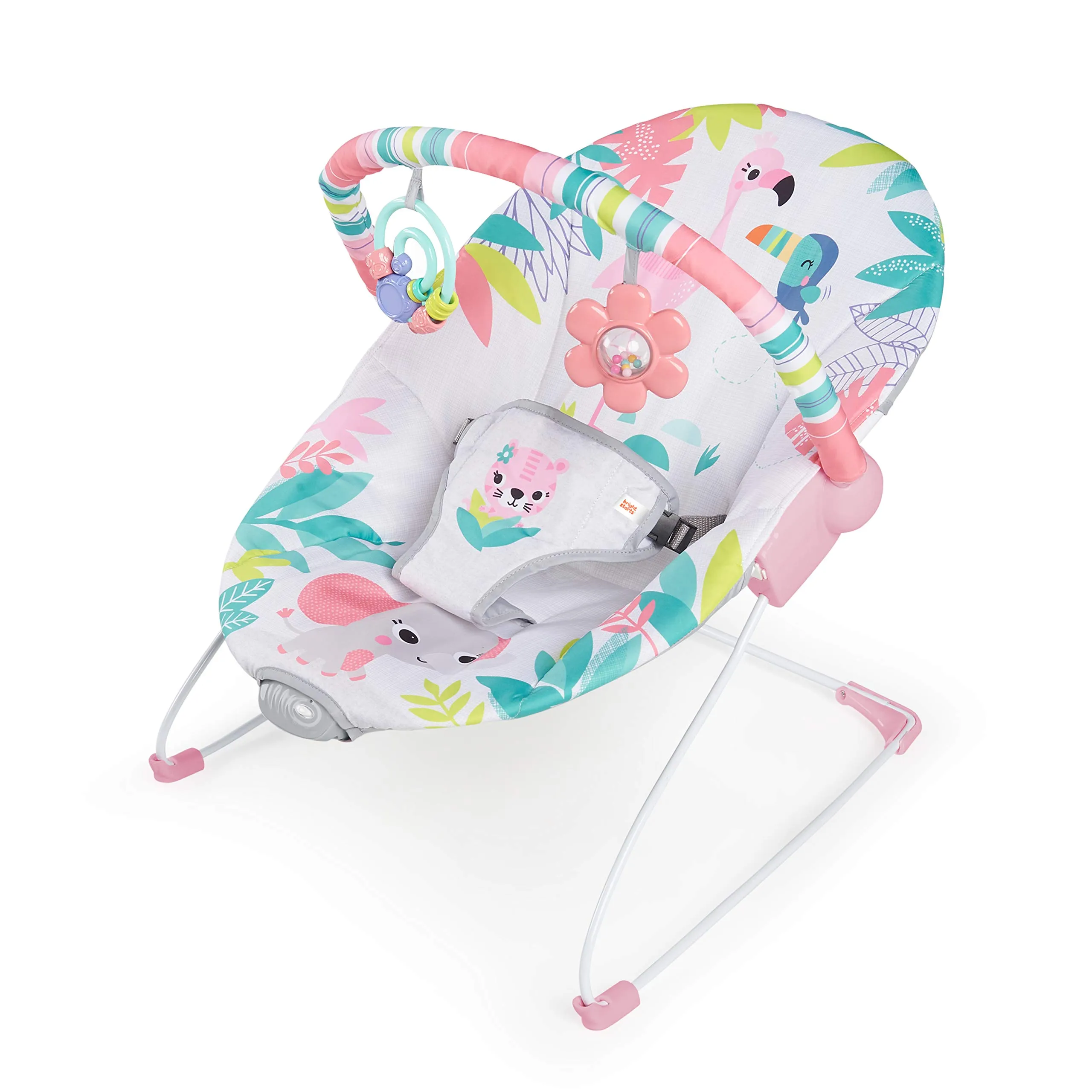 Bright Starts Seggiolino Vibrante Rilassante Flamingo Vibes, Rosa, 0-6 Mesi - immagine 1