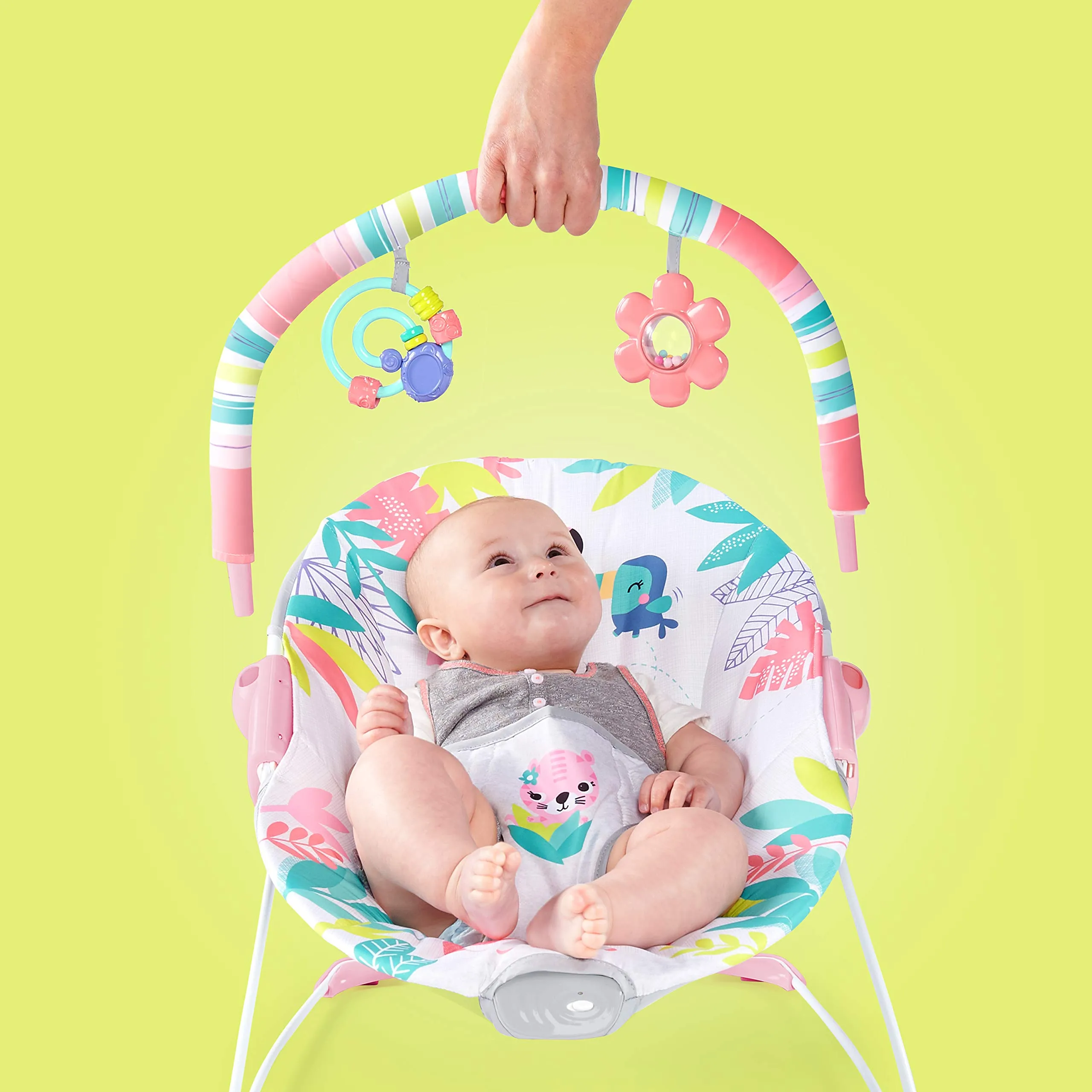 Bright Starts Seggiolino Vibrante Rilassante Flamingo Vibes, Rosa, 0-6 Mesi - immagine 2