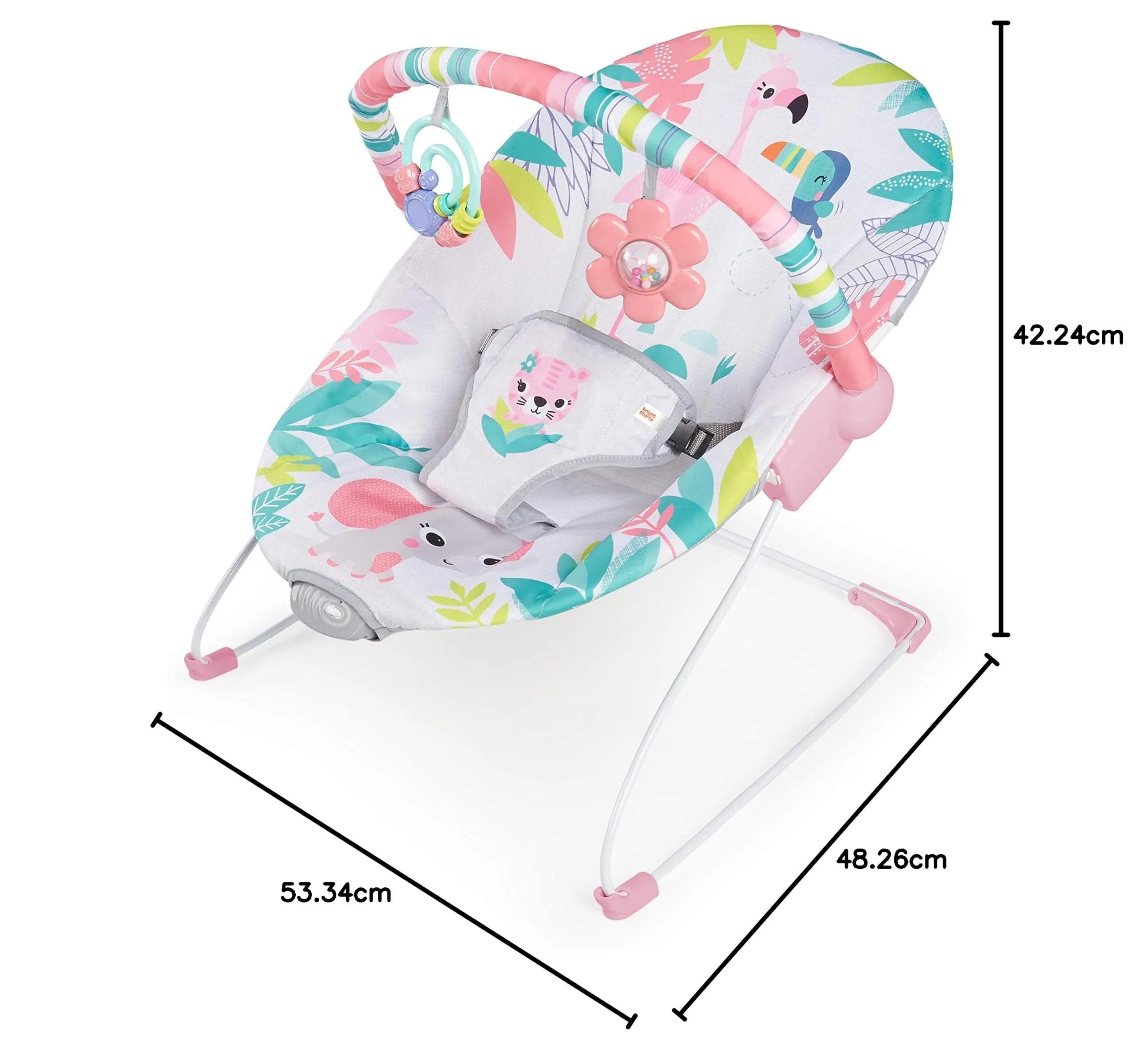 Bright Starts Seggiolino Vibrante Rilassante Flamingo Vibes, Rosa, 0-6 Mesi - immagine 4