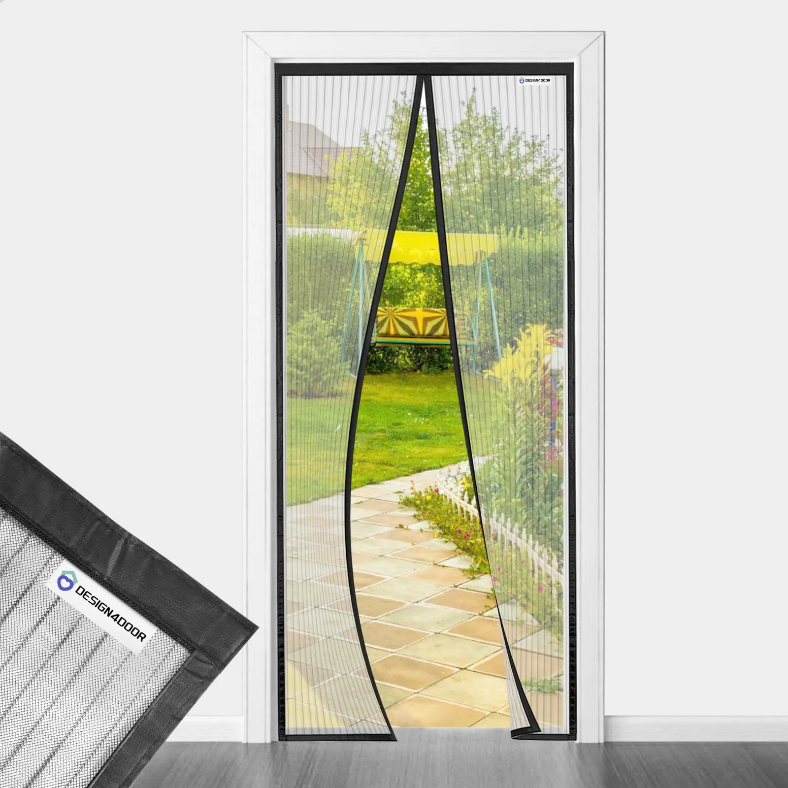 Design4Door Zanzariera Magnetica per Porta Finestra, 115 x 255 cm, Nero - immagine 1