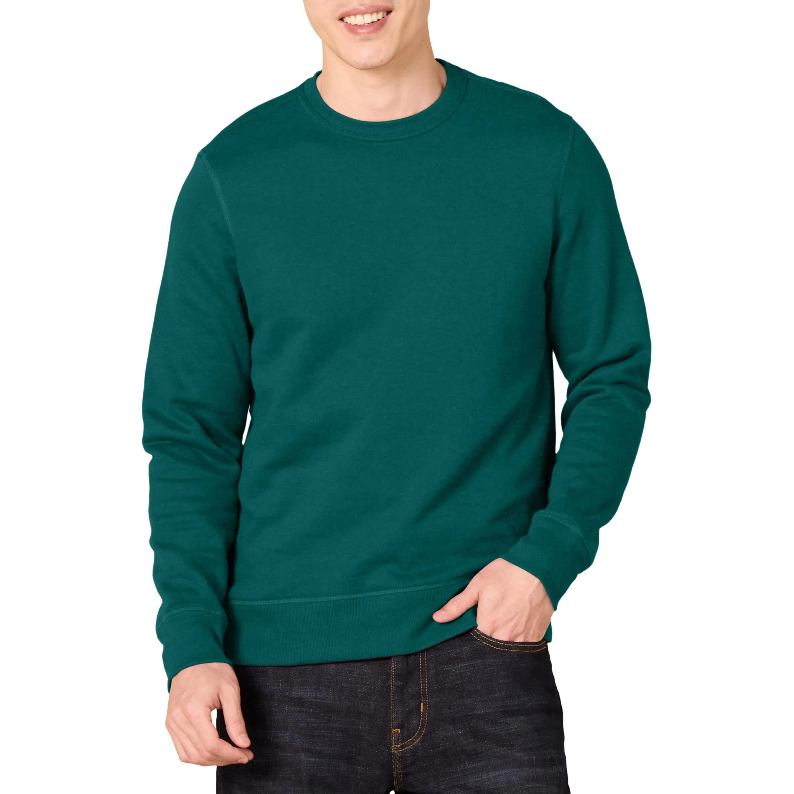 Amazon Essentials Felpa Girocollo in Pile Uomo, Verde Bosco, XS - immagine 1