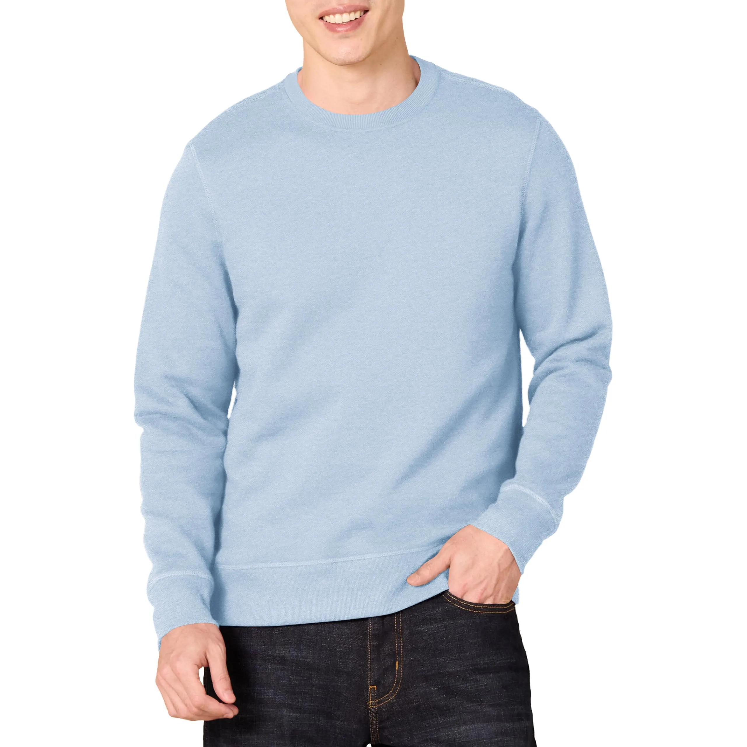 Amazon Essentials Felpa Girocollo in Pile Uomo, Blu Chiaro Puntinato, S - immagine 1