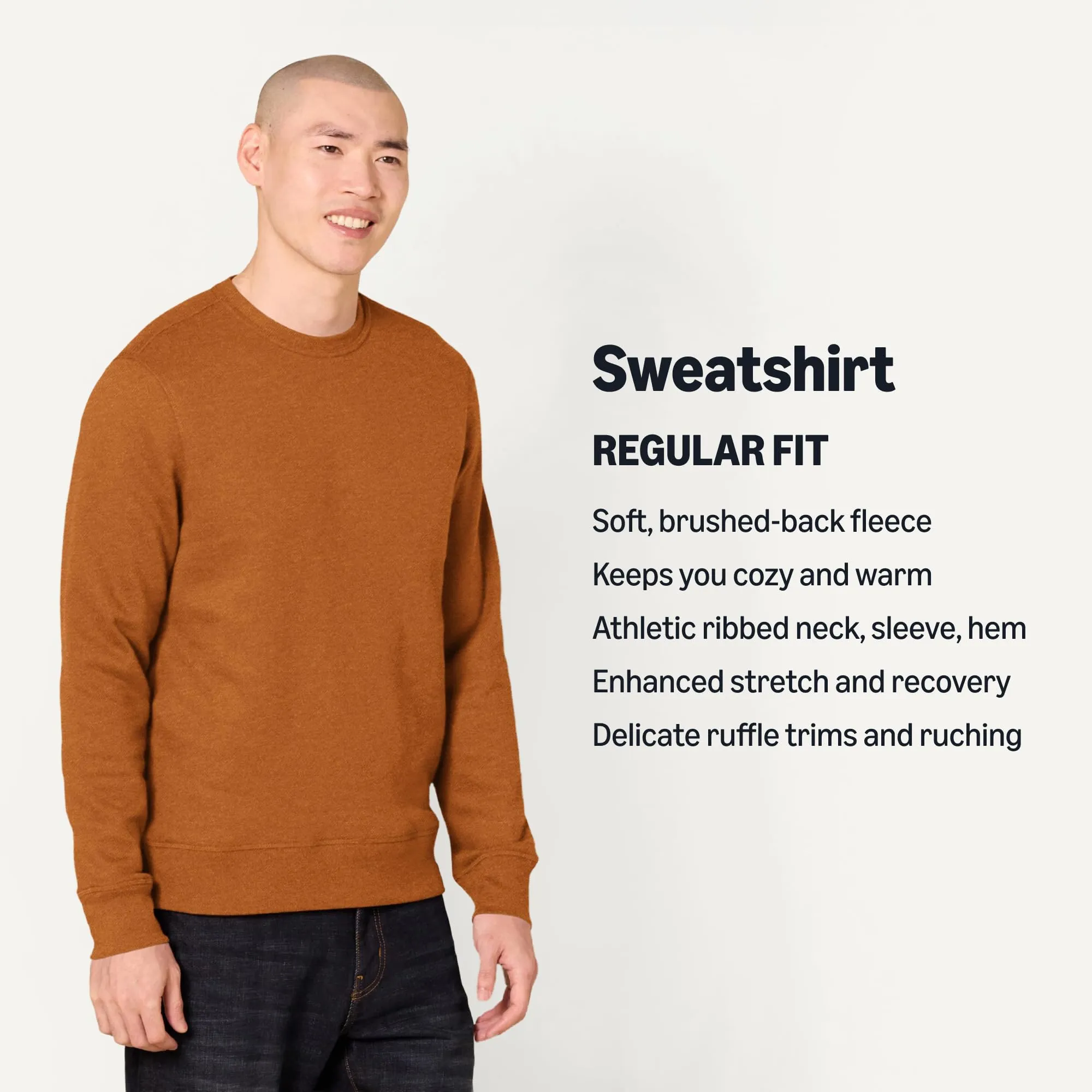 Amazon Essentials Felpa Girocollo in Pile Uomo, Noce Moscata, S - immagine 4