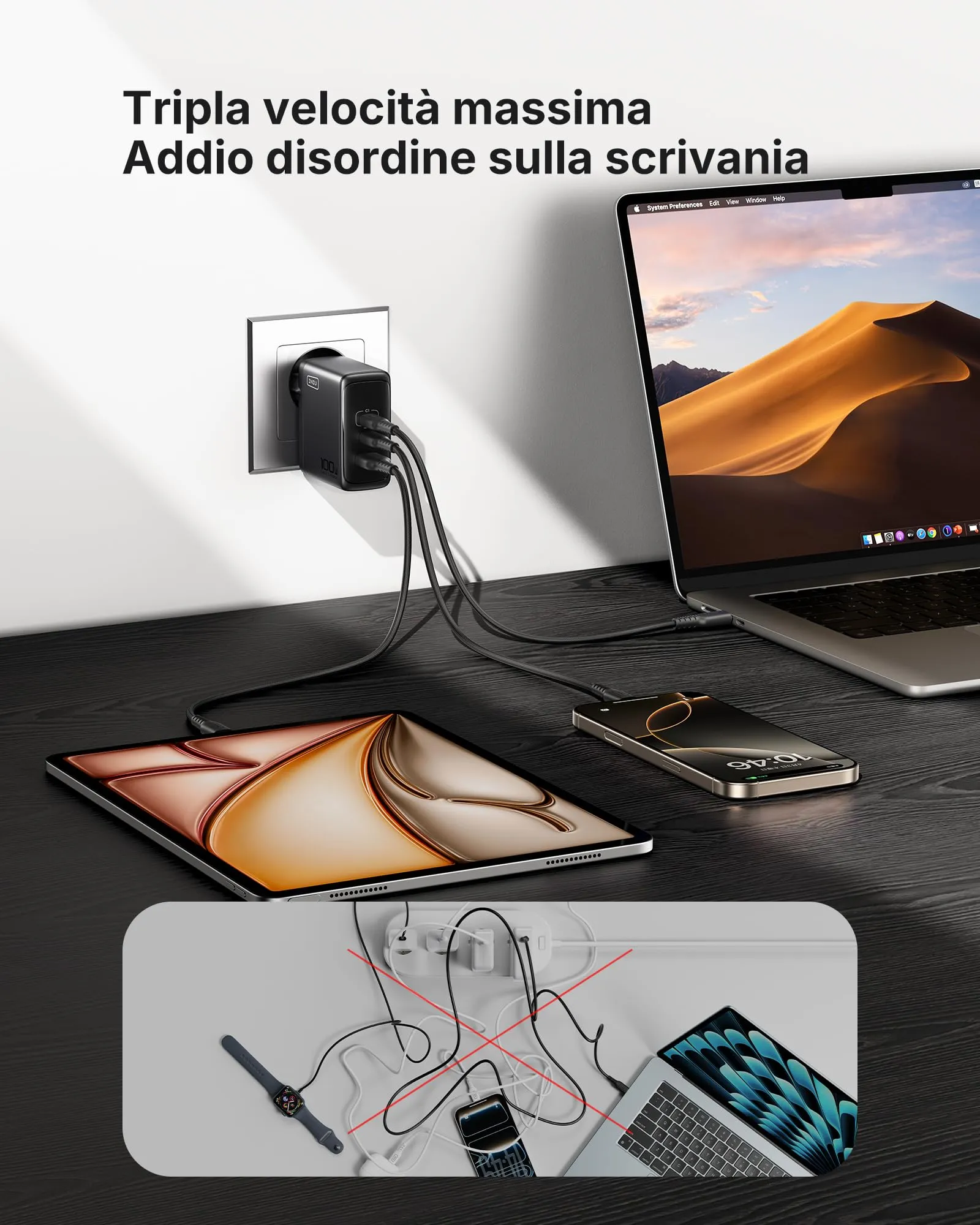 INIU 100W GaN USB C Caricatore con Cavo 100W - immagine 2