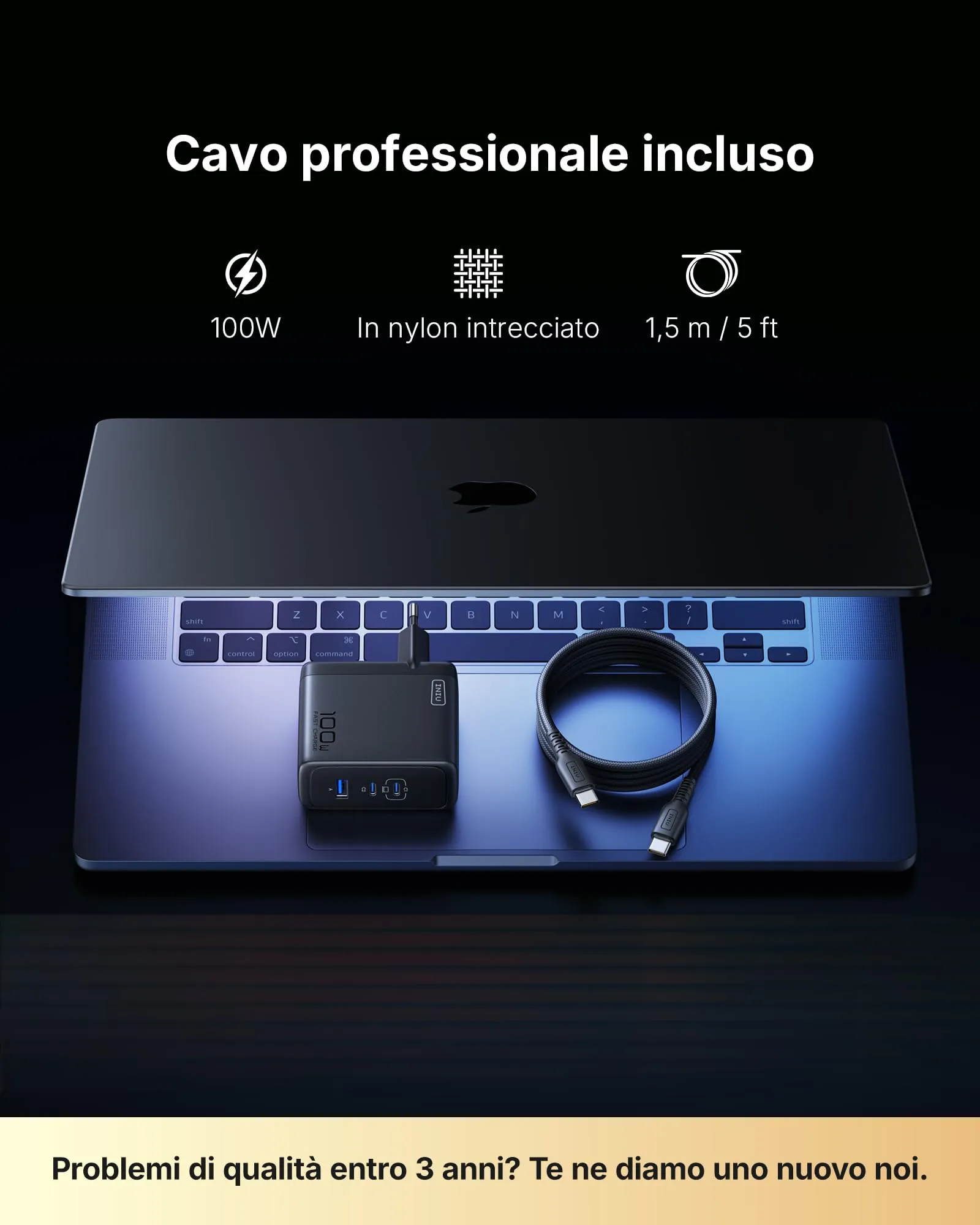 INIU 100W GaN USB C Caricatore con Cavo 100W - immagine 5