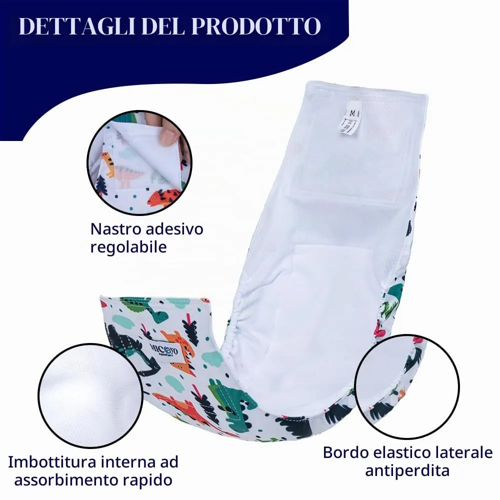MICOOYO Pannolini Riutilizzabili per Cani Maschi, Fasce Addominali Lavabili, Taglia S, Animali con Frutta, Confezione da 3 - immagine 2
