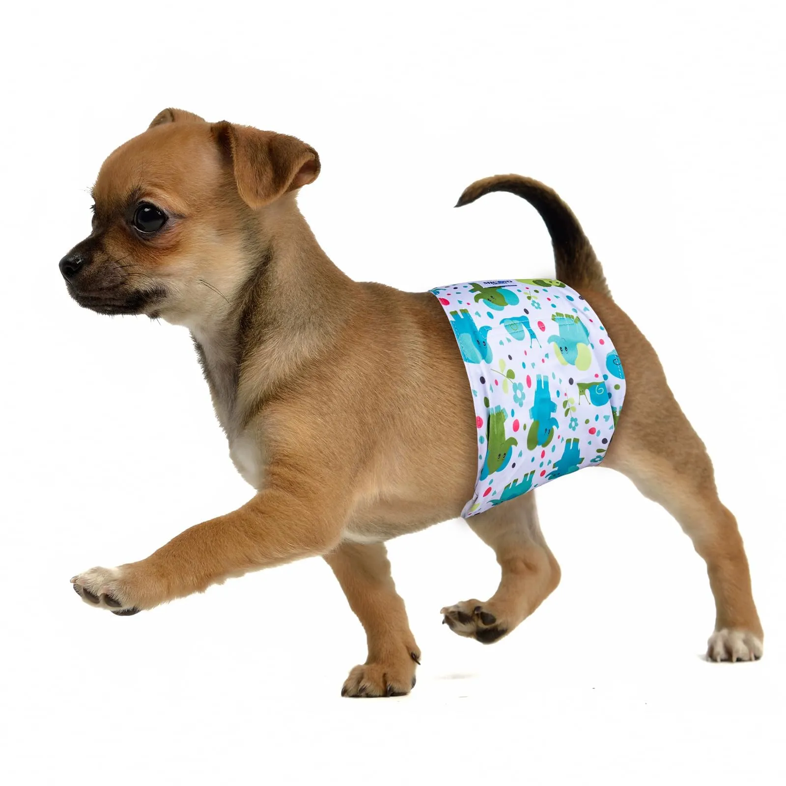 MICOOYO Pannolini Riutilizzabili per Cani Maschi, Fasce Addominali Lavabili, Taglia S (Set da 3, Fantasia Elefanti, Lumache, Uccelli) - immagine 7