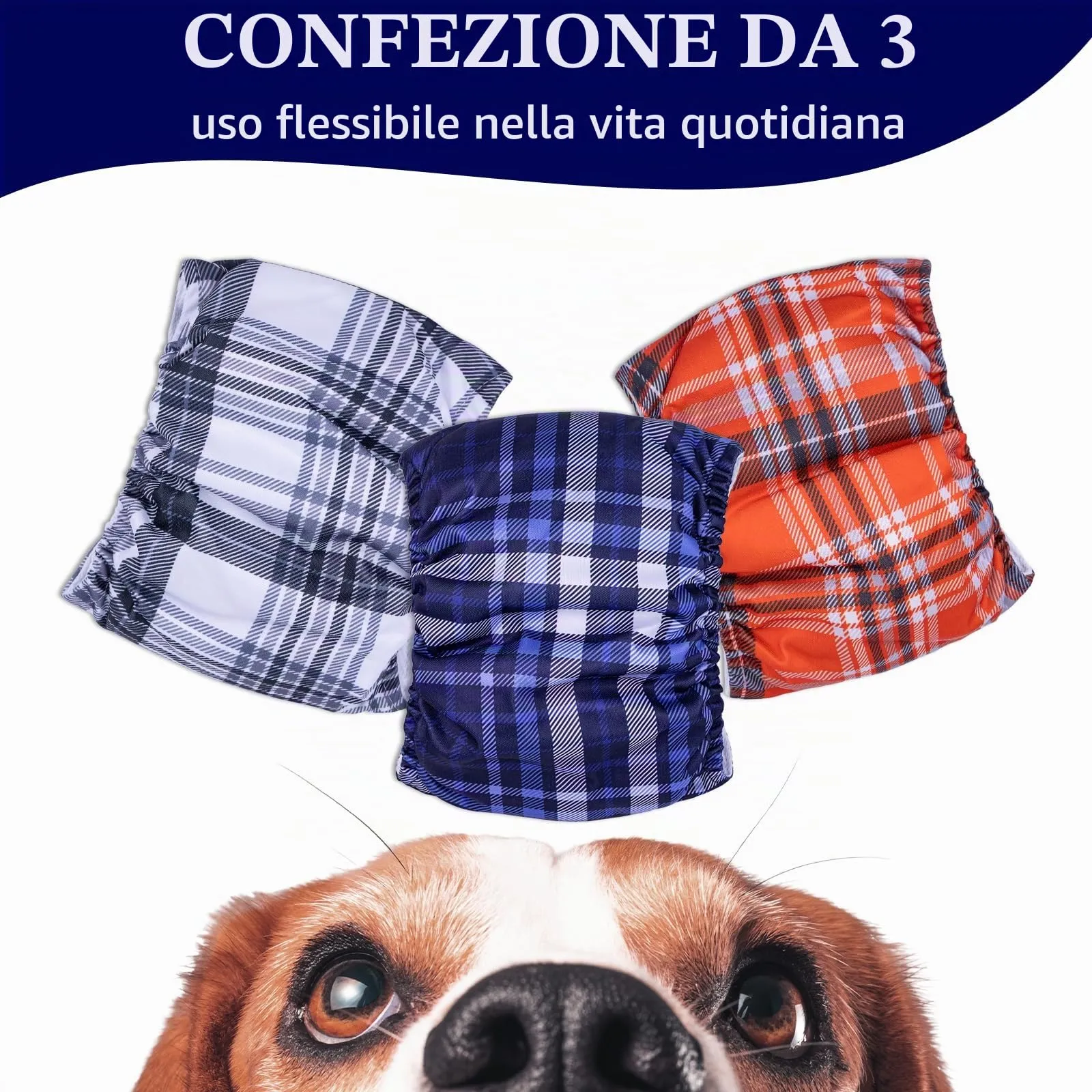 MICOOYO Pannolini riutilizzabili per cani, 3 pezzi, taglia S (rosso, blu, grigio) - immagine 5