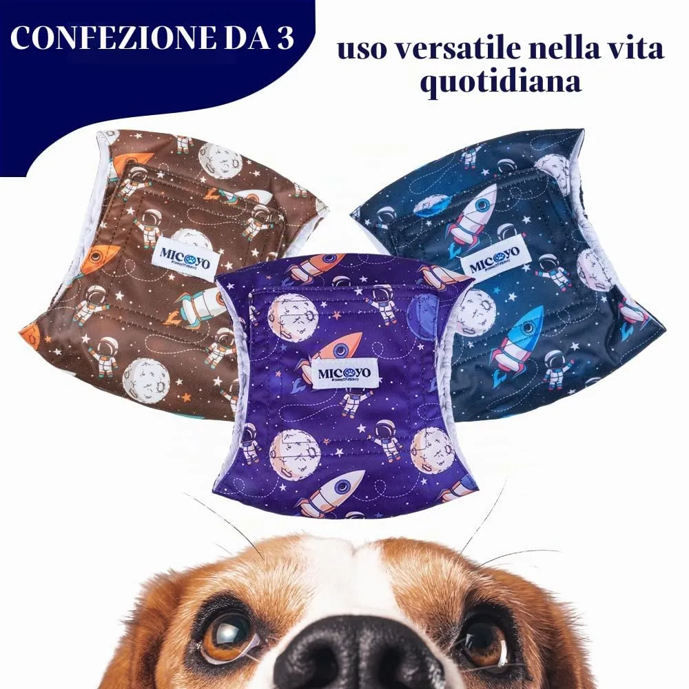 MICOOYO Fasce per pancia per cani maschi, pannolini riutilizzabili e lavabili, confezione da 3, Small (S) - immagine 4