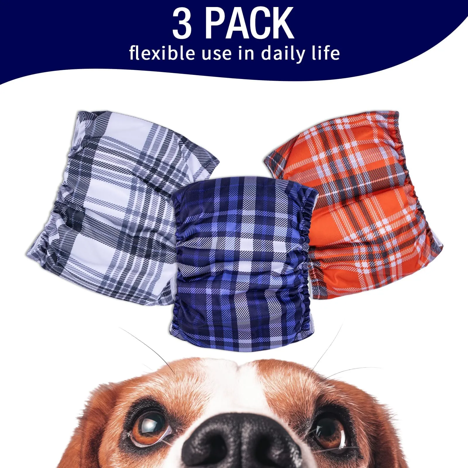 MICOOYO Pannolini riutilizzabili per cani, 3 pezzi, XL (Rosso, Blu, Grigio) - immagine 5