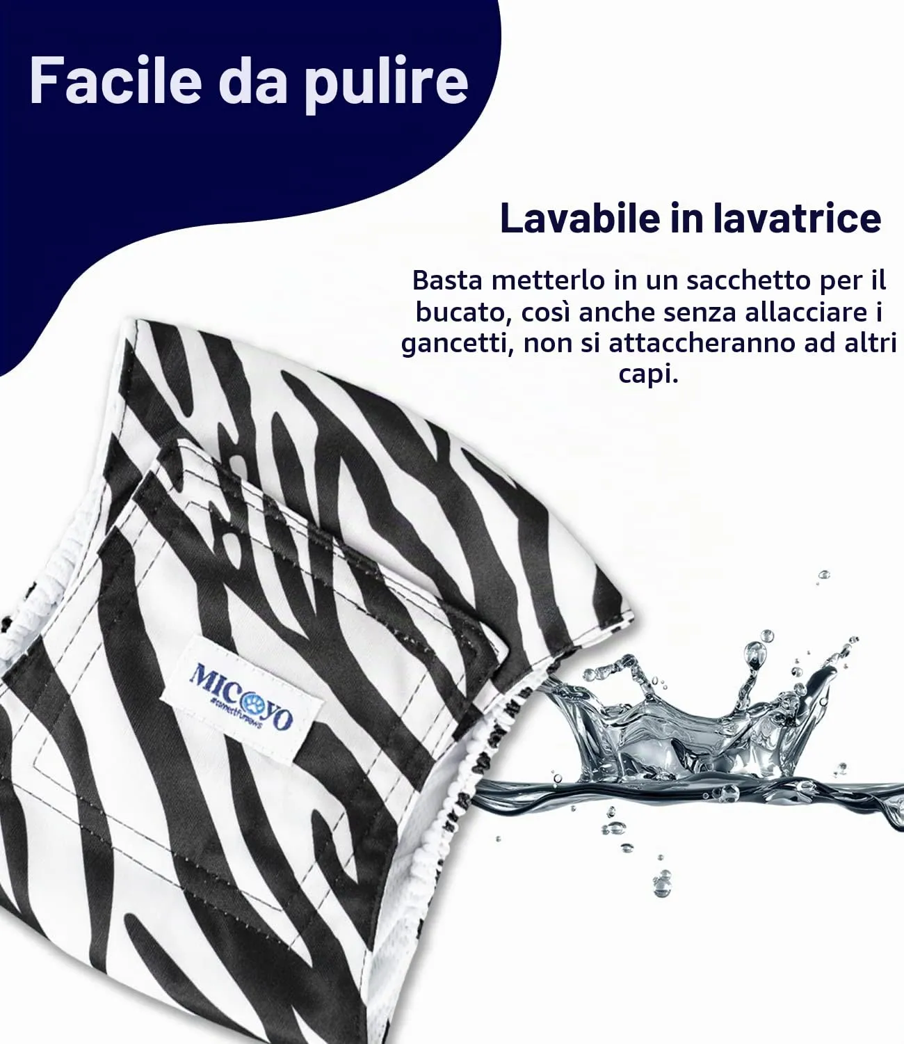 Micooyo Pannolini Riutilizzabili per Cani Maschi, Fasce Addominali Lavabili, 3 Pezzi, Wild Africa, XS - immagine 7
