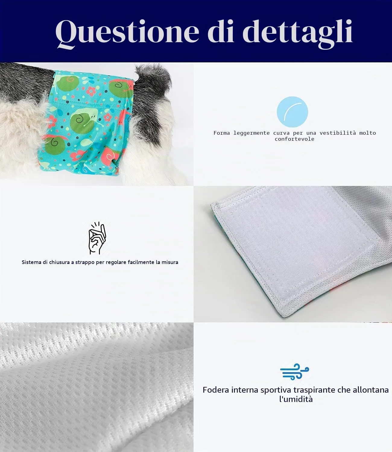 Micooyo Pannolini Riutilizzabili per Cani Maschi, Fasce Addominali Lavabili, Taglia XL, Confezione da 3 (Elefanti, Lumache, Uccelli) - immagine 6